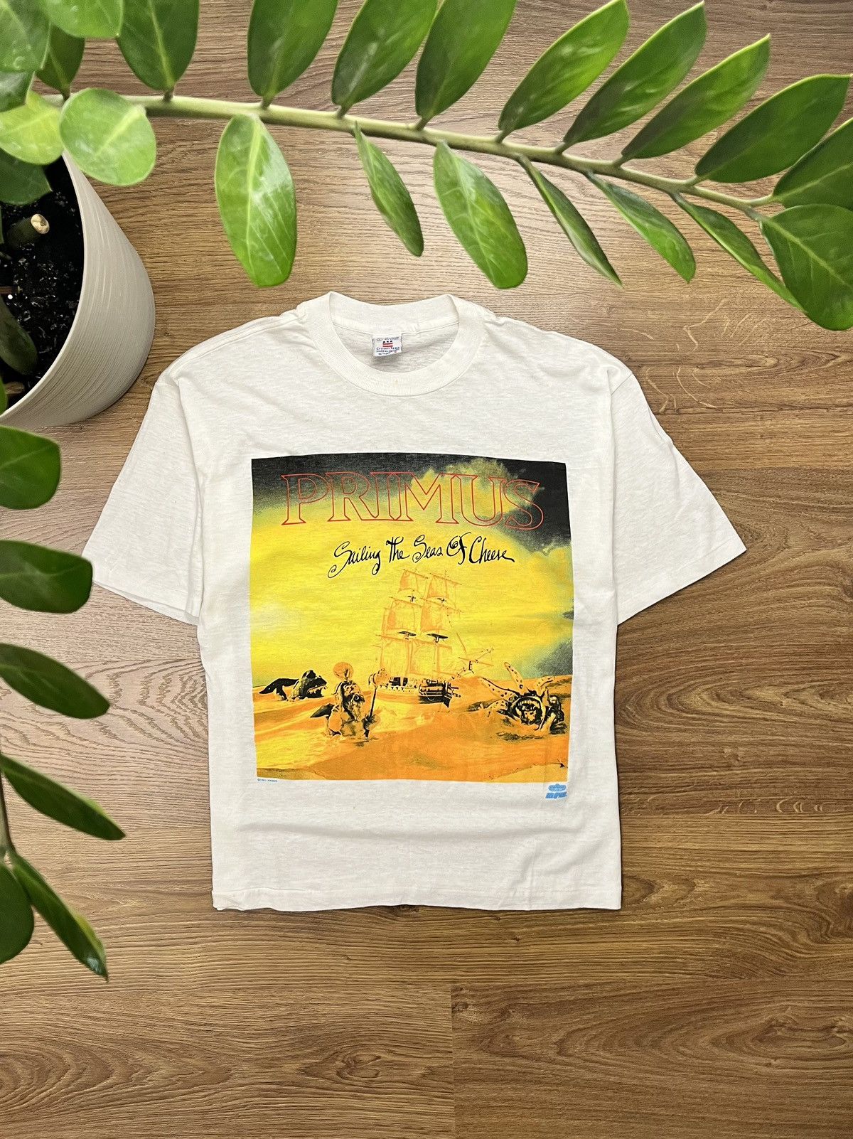 image of Band Tees Vintage Primus Sailing On The Seas Of Cheese T-Shirt 1991 in White, Men's (Size Large)