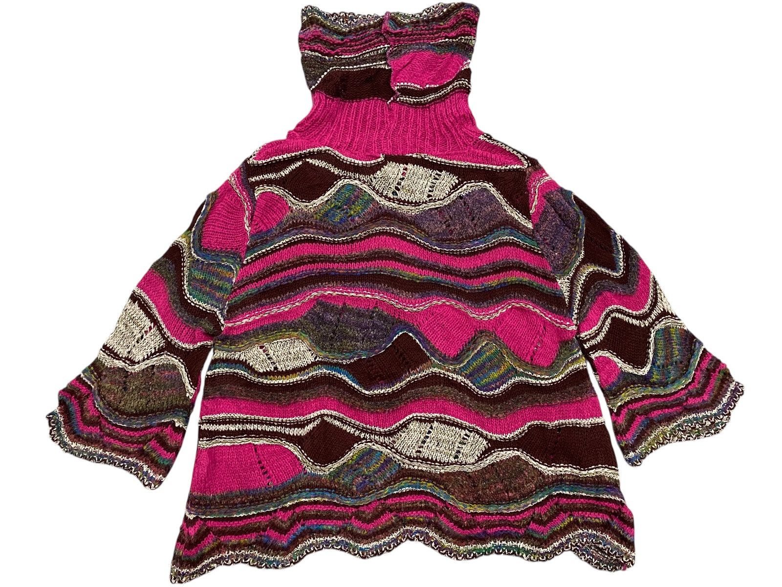 Japanese Brand Vintage Japanese Pink Wavy Knit Turtleneck Fairy Grunge Size US M / EU 48-50 / 2 - 3 Thumbnail