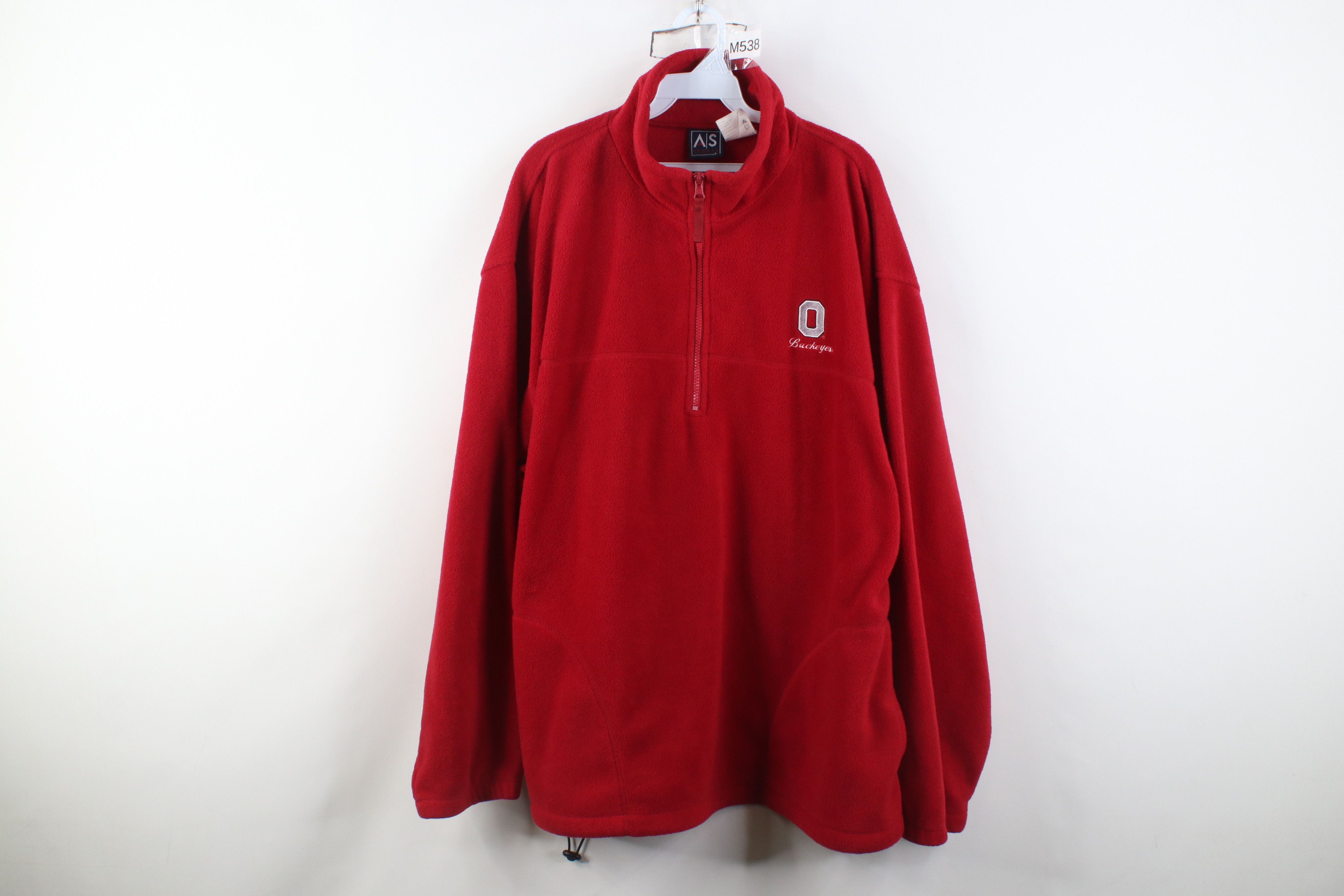 Vintage Vintage 90s Ohio State University 1/4 Zip Fleece Sweater Red Size US XL / EU 56 / 4 - 1 Thumbnail