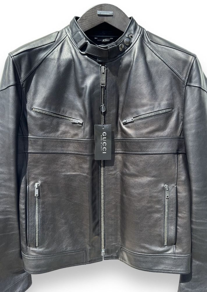 Gucci GUCCI Tom Ford Biker Café Leather Jacket Black Mens 52 42 L Size US L / EU 52-54 / 3 - 2 Thumbnail