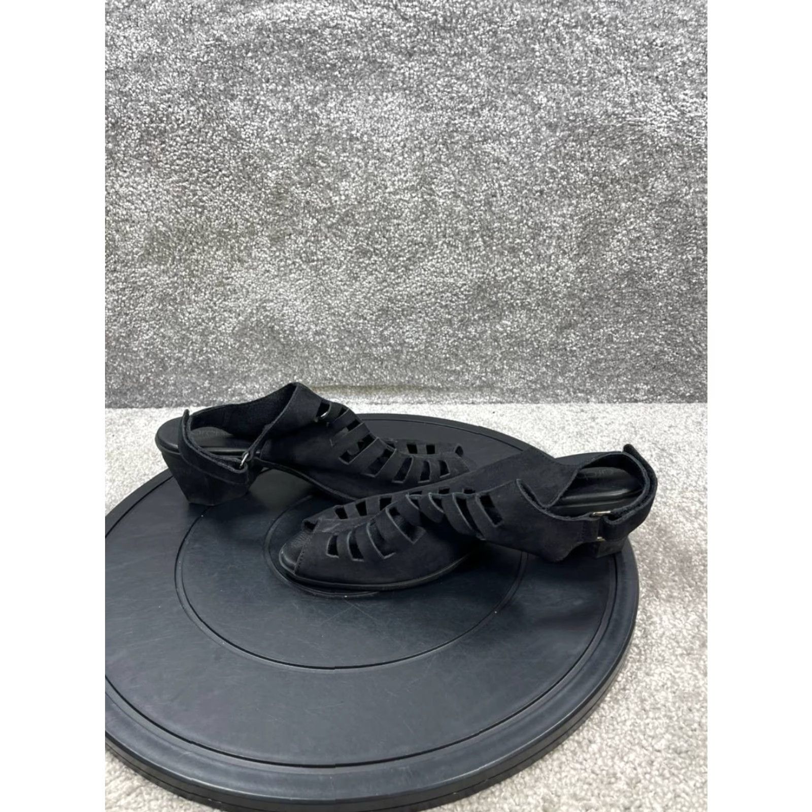 Vintage Arche Soexor Sandal Womens Slingback Black Nubuck Block Heel Casual Women 9.5US 40EU Leather Lining Size US 8 / IT 38 - 7 Thumbnail