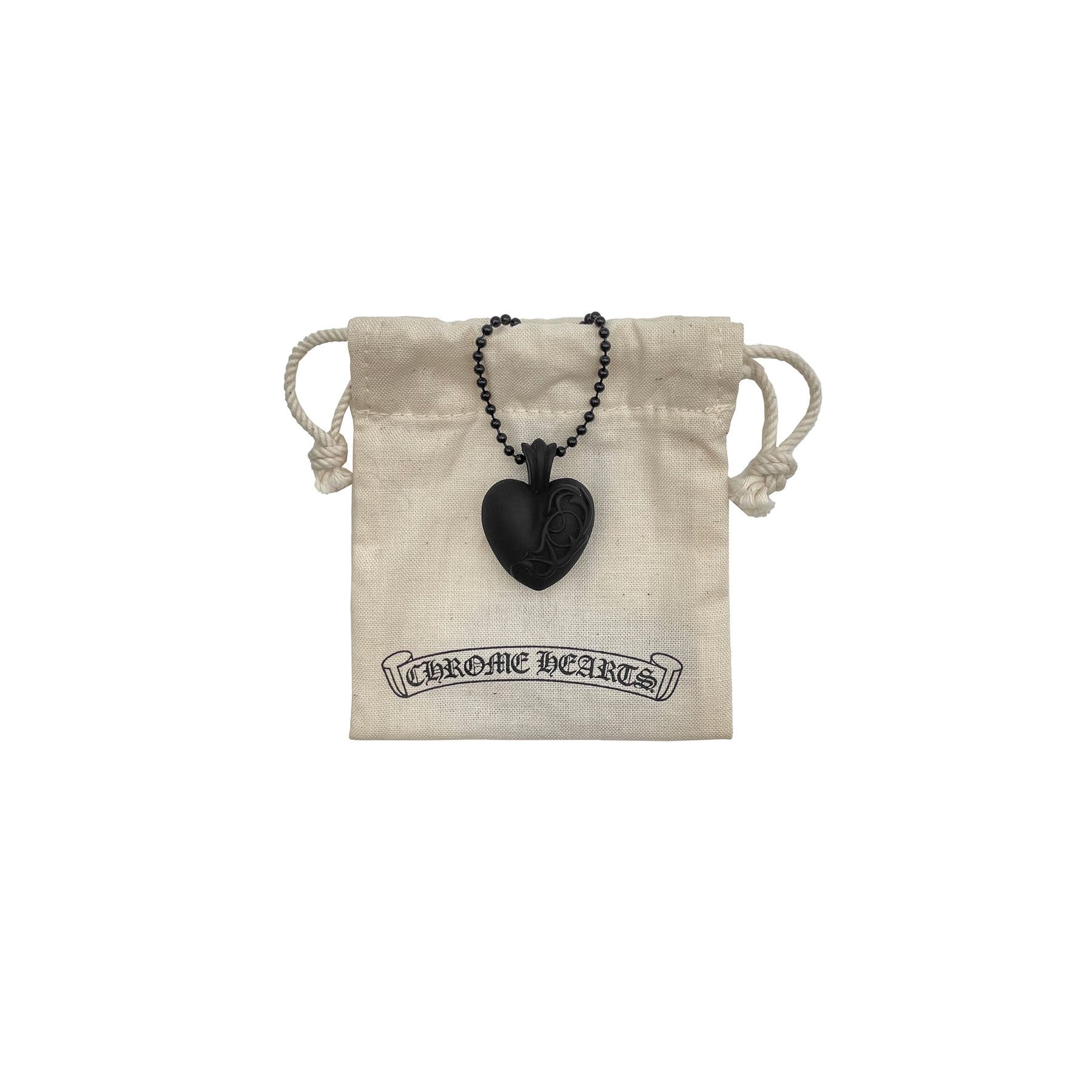 Chrome Hearts Chrome Hearts Black Resin Heart Pendant Ball Chain Necklace Size ONE SIZE - 4 Thumbnail