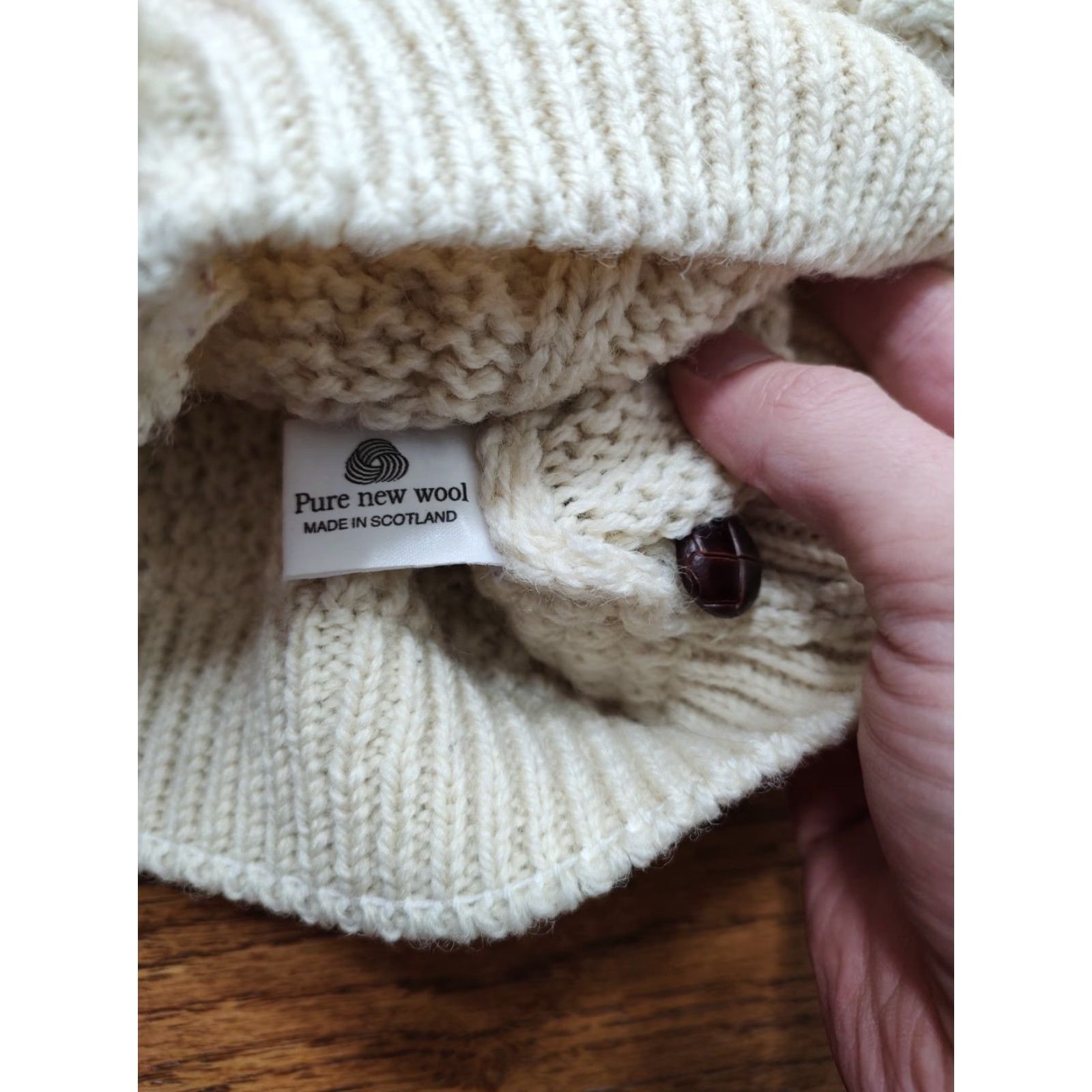 Highland 2000 VINTAGE Highland Cardigan Womens Wool Cable-Knit Sweater Crew Neck M Ivory 90s Nordic Outdoor Size M / US 6-8 / IT 42-44 - 5 Thumbnail
