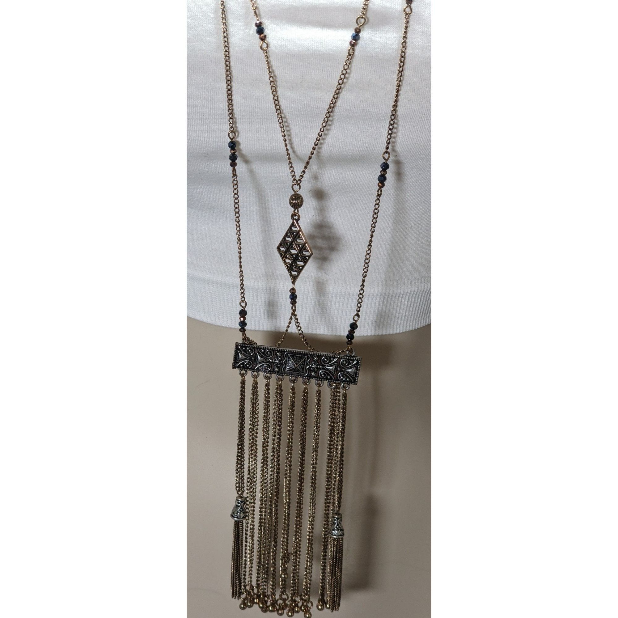Other Vintage Bohemian Long Fringe Necklace With Intricate Metalwo Size ONE SIZE - 8 Thumbnail