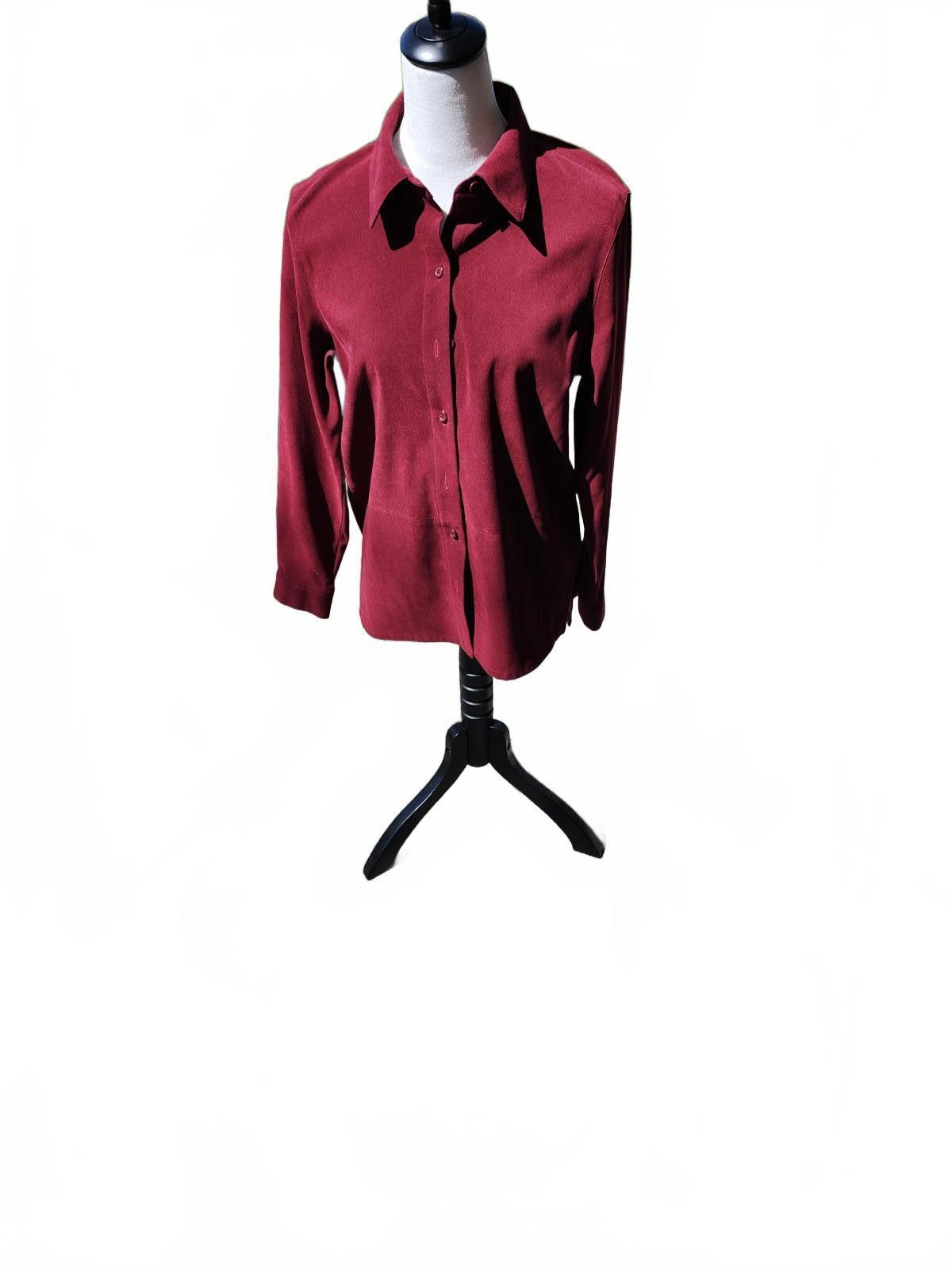 Robert Talbott Talbots burgandy stretch blouse S Size S / US 4 / IT 40 - 1 Thumbnail
