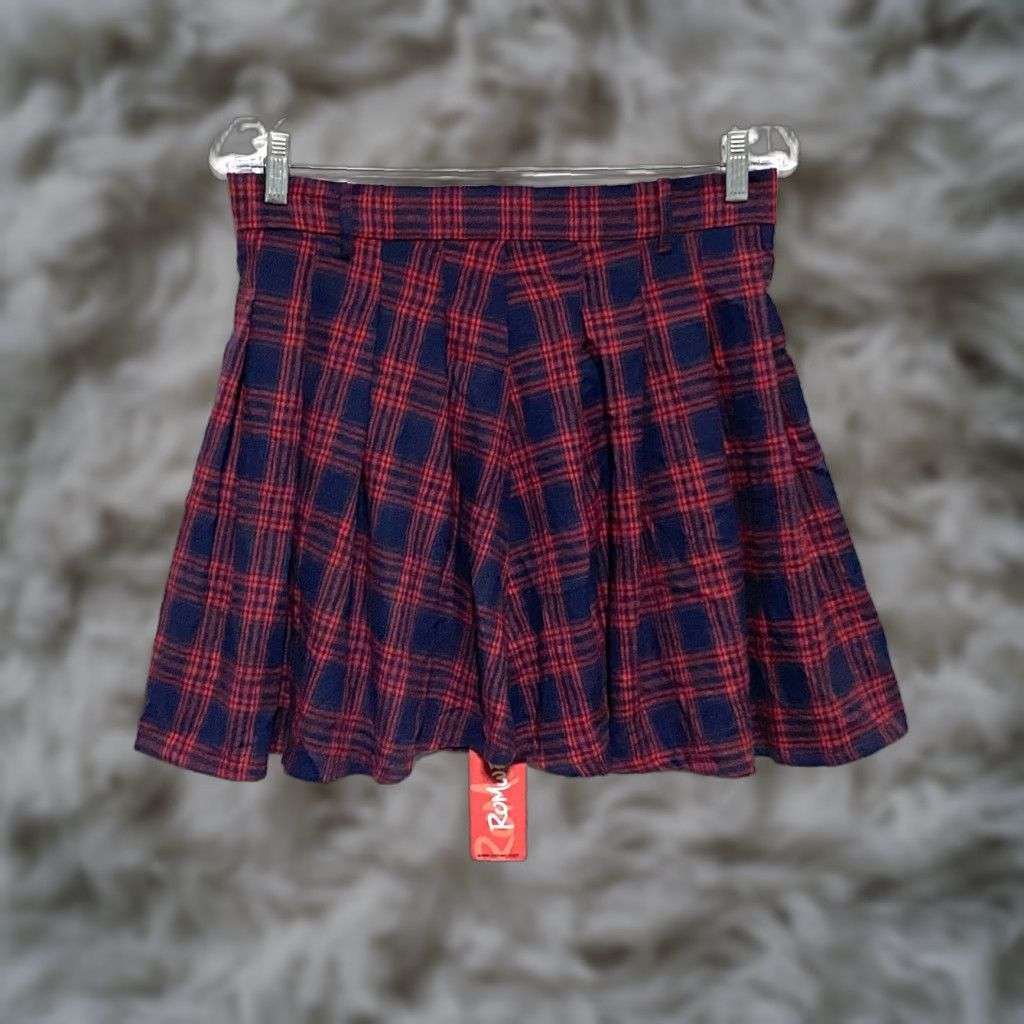 Vintage VINTAGE Romwe Blue Red Plaid Pleated Mini Skirt Womens L Schoolgirl Academia Preppy NWT Size 36" / US 14 / IT 50 - 1 Thumbnail
