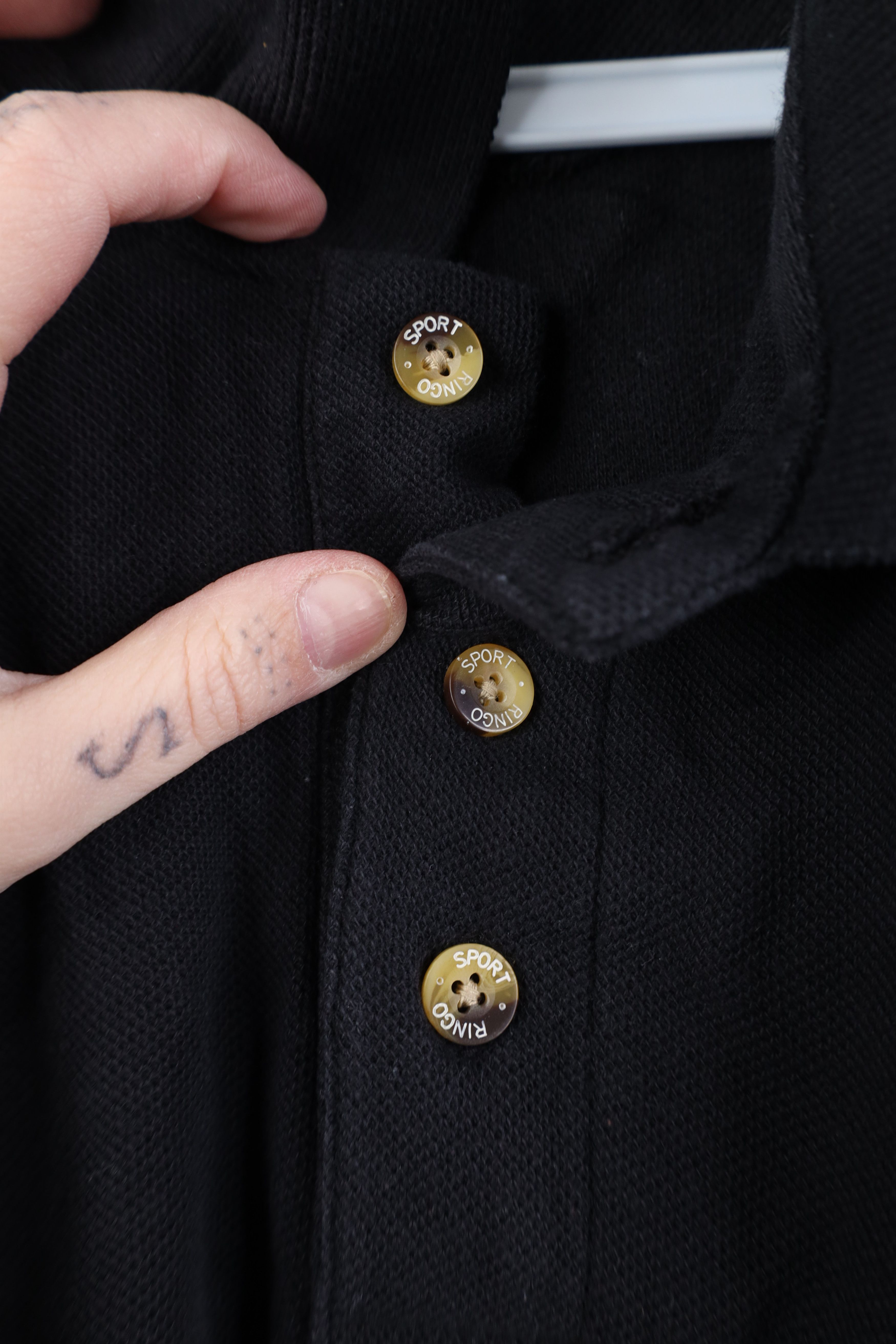 Vintage Vintage 90s Streetwear Baggy Heavyweight Polo Shirt Black Size US L / EU 52-54 / 3 - 5 Thumbnail