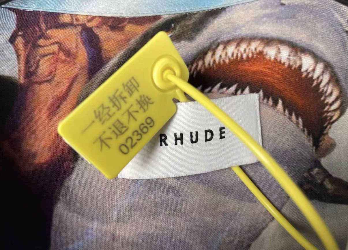 Rhude Rhude Shark Print Distressed Fringe Short Sleeve Shirt J31 Size US XS / EU 42 / 0 - 5 Thumbnail