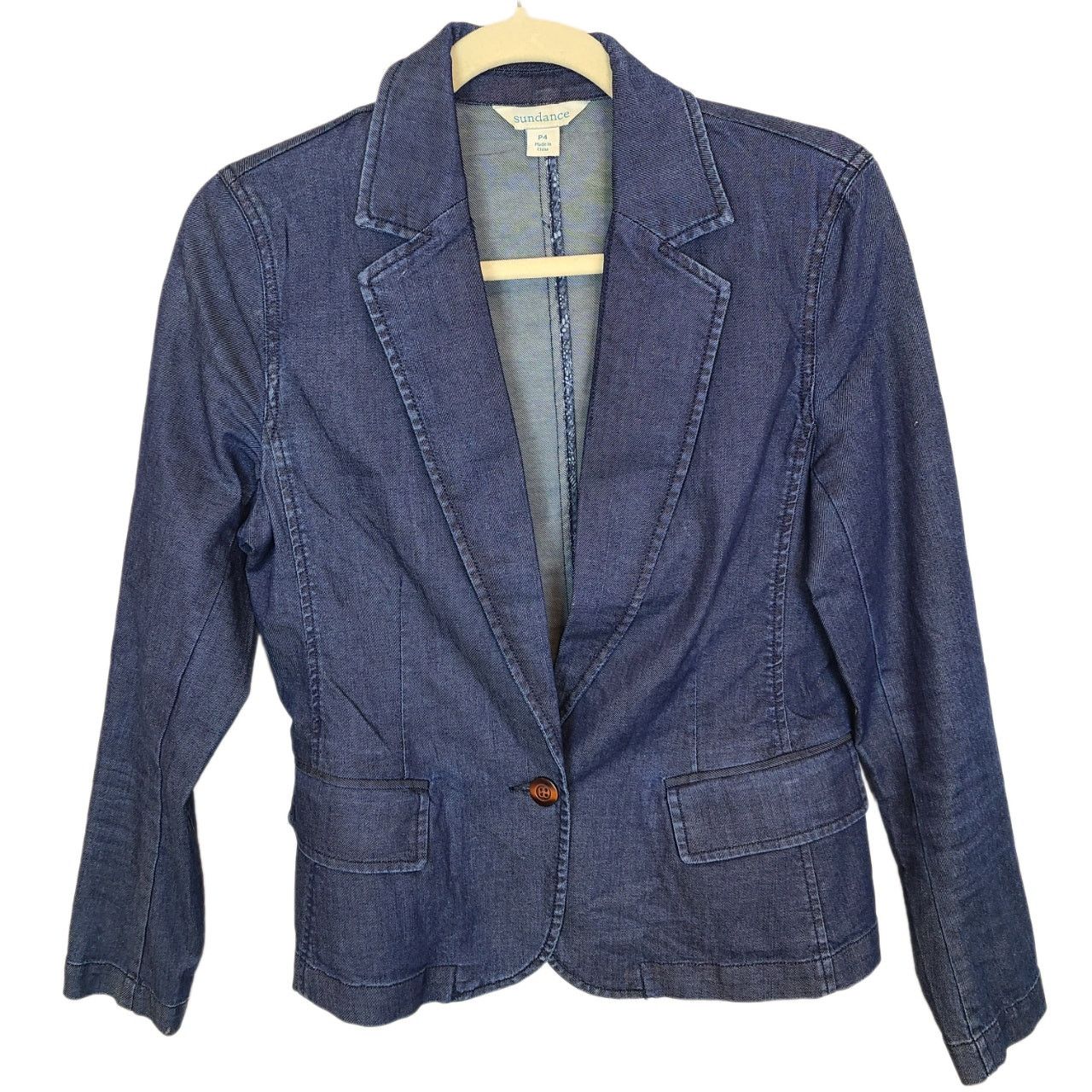 Sundry Sundance Womens Tania Denim Blazer Size 4P Boho Coastal Size S / US 4 / IT 40 - 2 Thumbnail