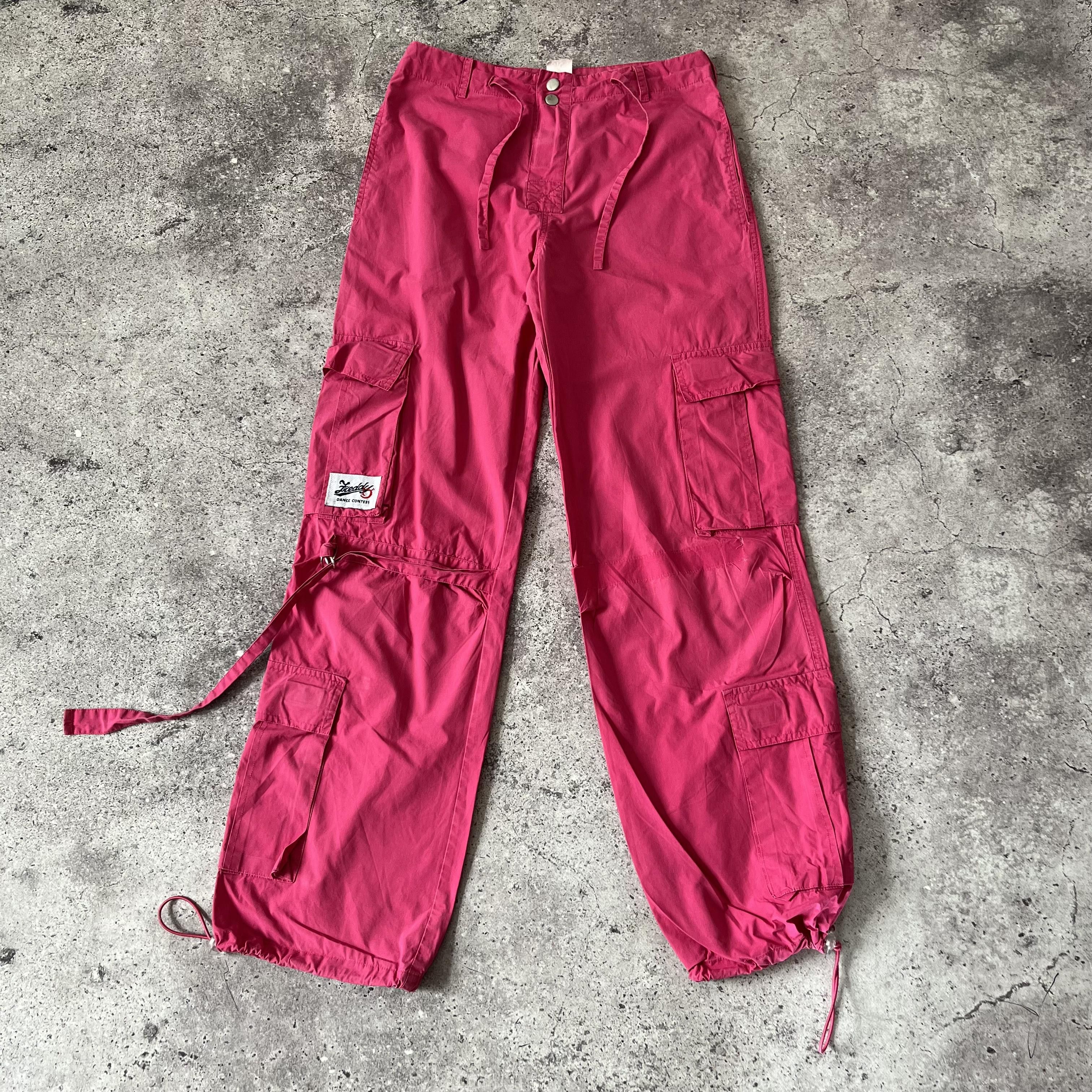 Japanese Brand × Vintage Vintage Y2K Pink Cargo Japanese Style Parachute Pants Size 36" / US 14 / IT 50 - 1 Thumbnail