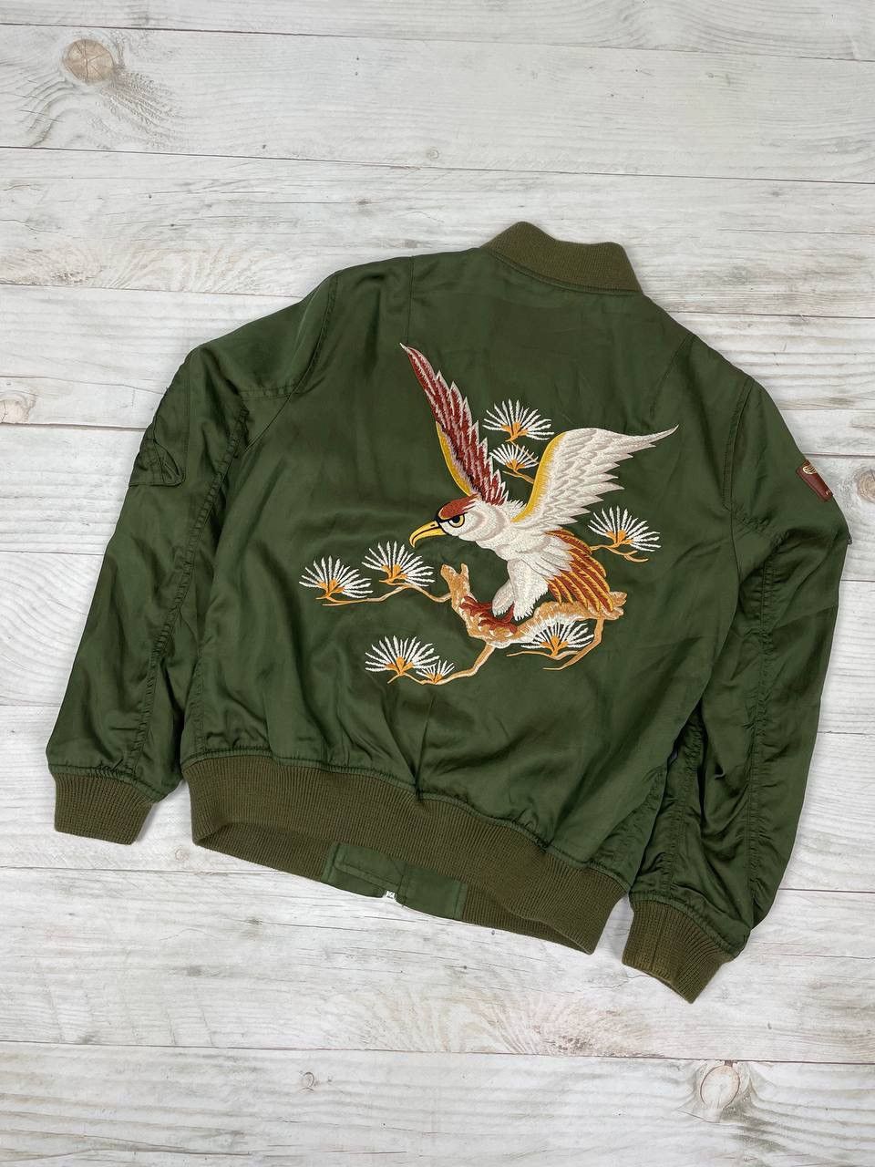 image of Polo Ralph Laurent Bomber Patchworks Multi Pocked Y2K 90's in Green, Men's (Size Small)