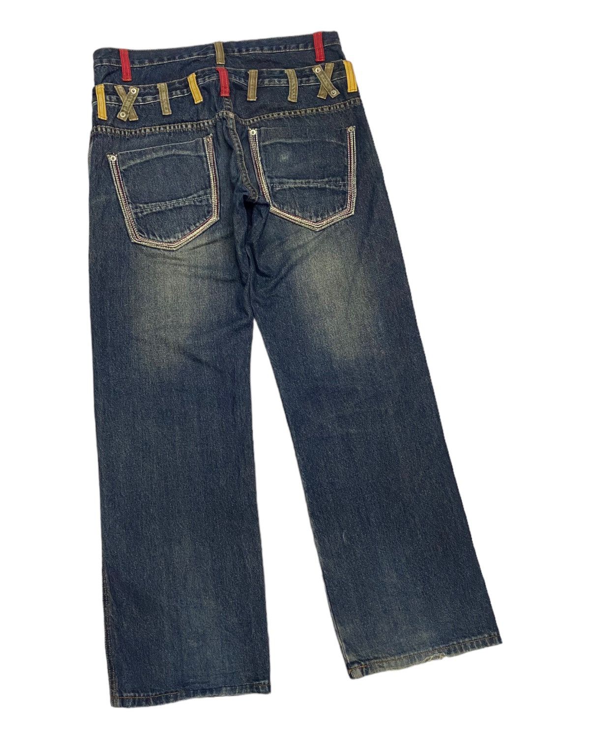 Japanese Brand DOUBLE WAIST JAPAN AMORE PURO DISTRESSED RIPPED DENIM JEANS Size US 33 - 4 Thumbnail