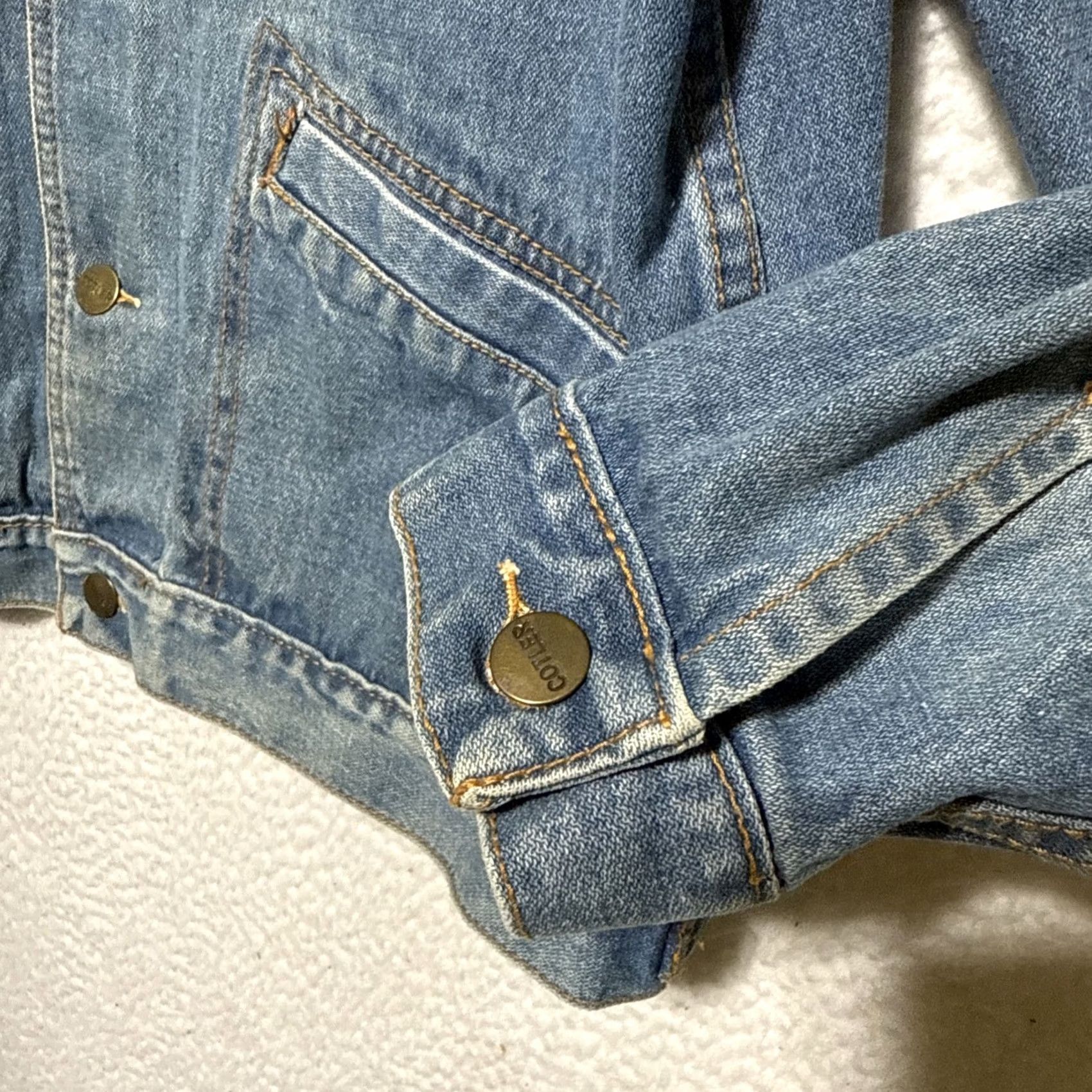 Denime VINTAGE Cotler Denim Jacket Women's XL Blue Cotton Mid-Length Long Sleeve Button Pockets Collared Size 40" / US 18 - 7 Thumbnail