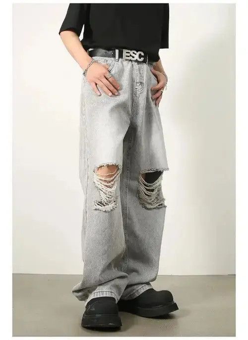 VIBE Baggy Ripped Denim Jeans Size US 31 - 3 Thumbnail