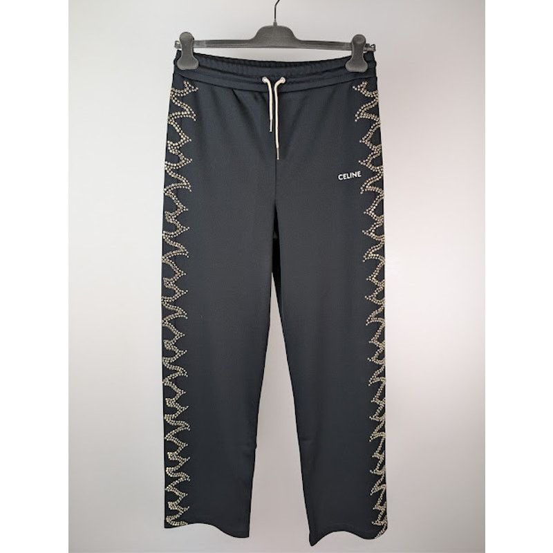 Celine o1rshd1 Logo-Print Studded Jersey Sweatpants in Black Size US 32 / EU 48 - 2 Thumbnail