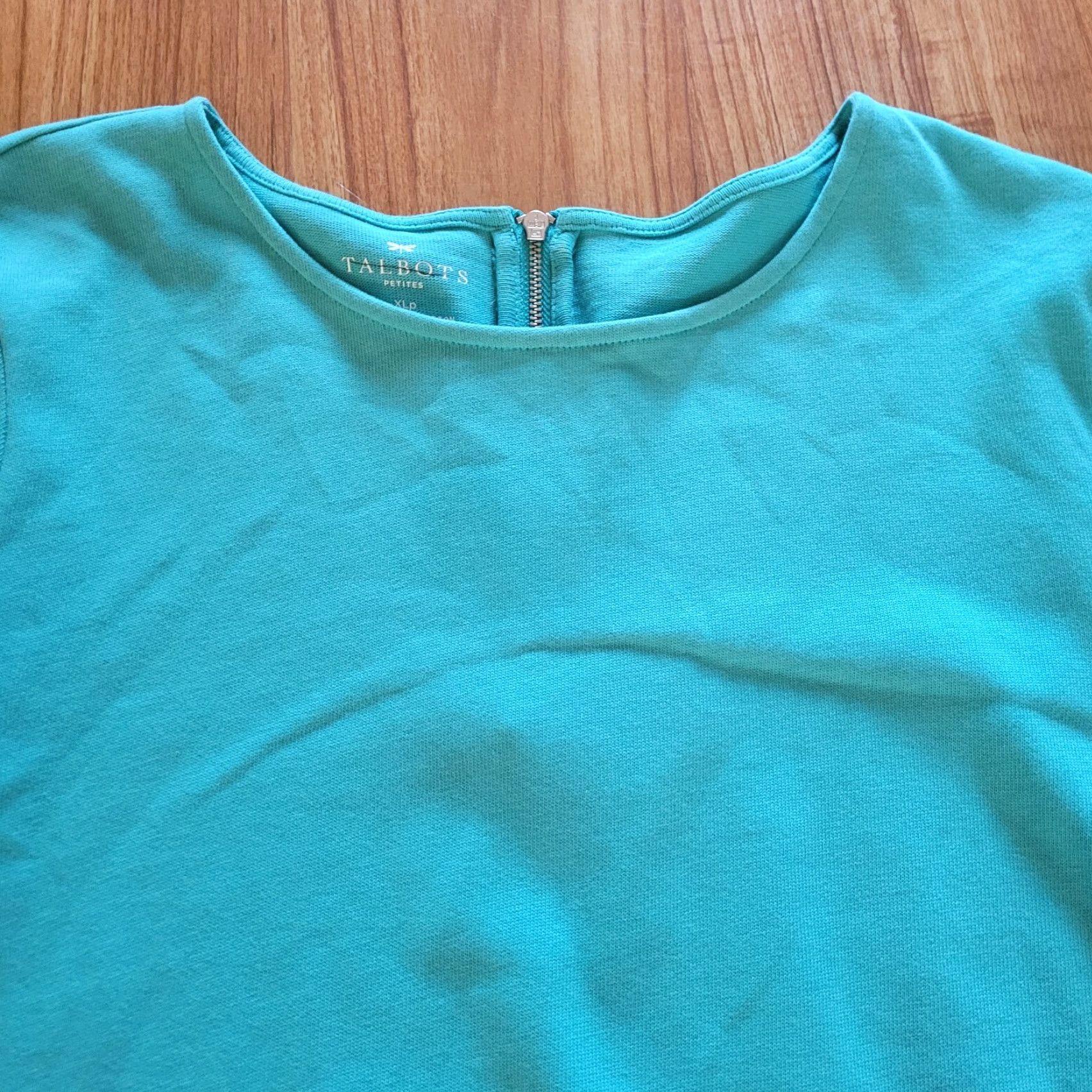 Talbots Talbots Blouse Shirt Womens XL Petite Blue Ruffle Hem 3/4 Sleeve Round Neck Zipper Back Office Basic Size XL / US 12-14 / IT 48-50 - 3 Thumbnail