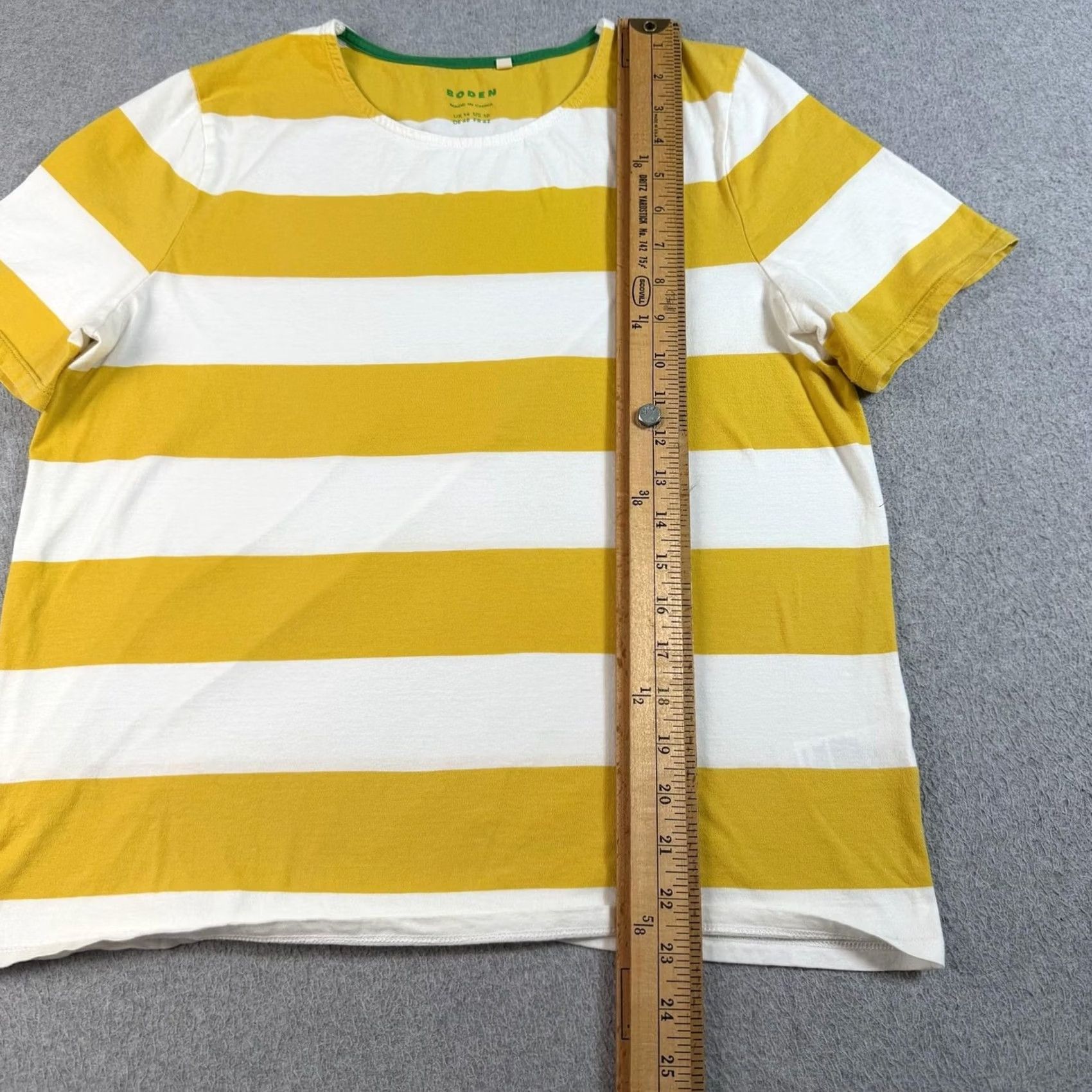 Boden Boden Shirt Women 10 Yellow Stripe Short Sleeve Cotton Tee Jersey Casual READ Size L / US 10 / IT 46 - 6 Thumbnail