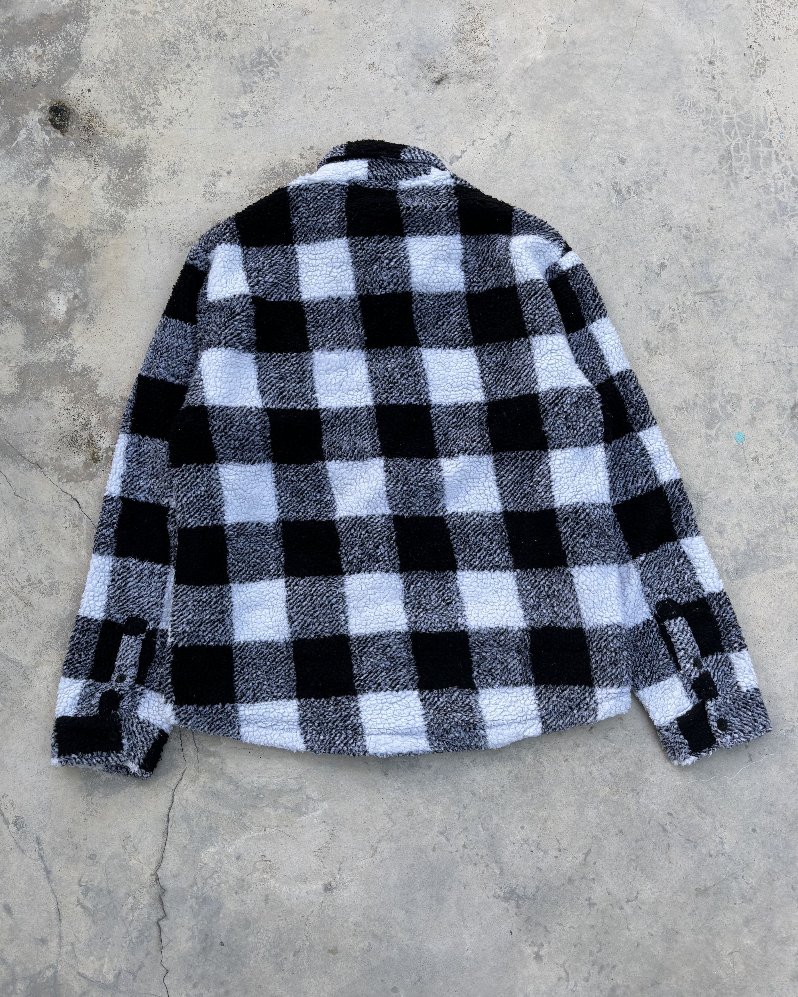 Forever 21 Black & White Sherpa Fleece Checkered Overshirt Size US M / EU 48-50 / 2 - 3 Thumbnail