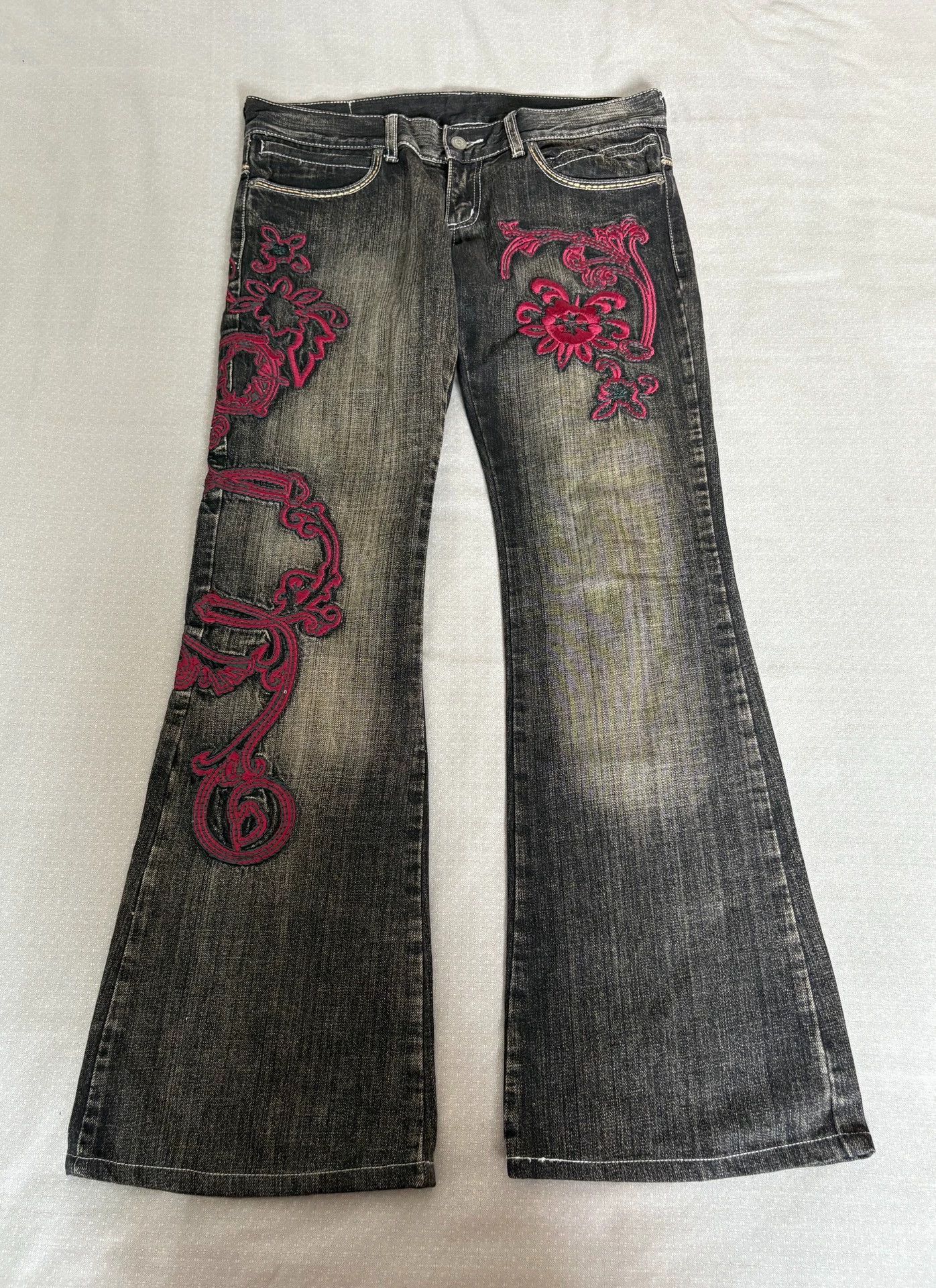 Tornado Mart Tornado Mart Vintage Rare Embroidered Flared Jeans Size 28" / US 6 / IT 42 - 1 Thumbnail