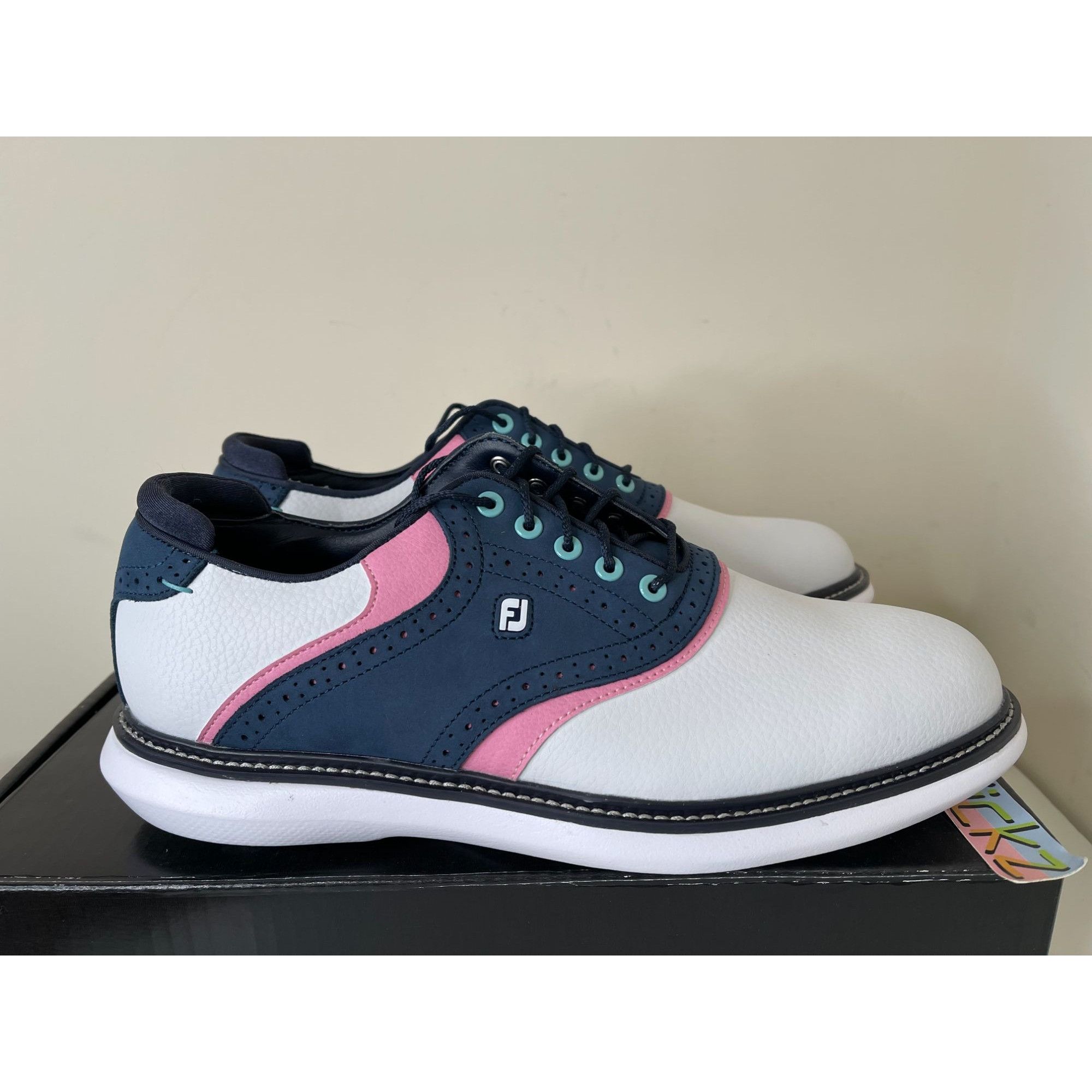 Footjoy Footjoy FJ Traditions Energy 57959 White Blue Pink Mens 9.5u Size US 9.5 / EU 42-43 - 2 Thumbnail