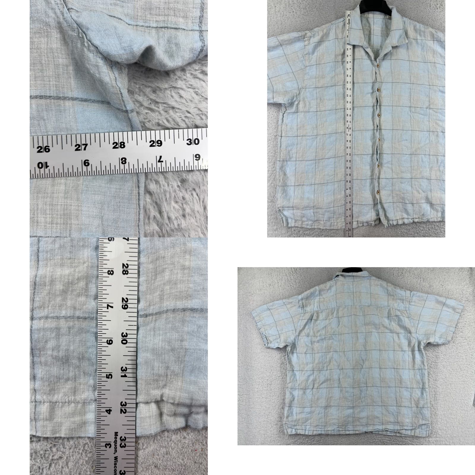 Tommy Bahama Tommy Bahama Shirt Men 2XL Blue Plaid Linen Short Sleeve Button-Up Hawaiian Aloha Beach Resort 100% Linen Button Size US XXL / EU 58 / 5 - 8 Thumbnail