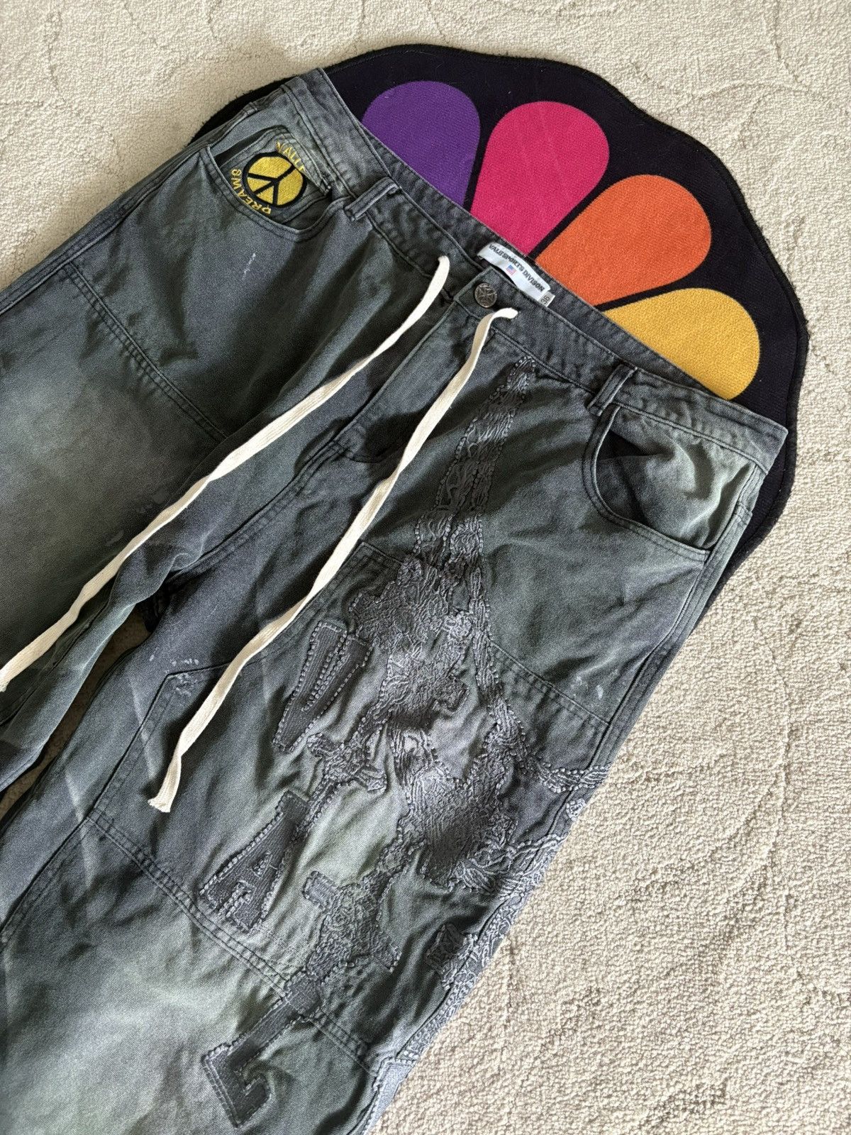 Vale Vale Forever Chain Painters Black Denim Jeans Size US 36 / EU 52 - 2 Thumbnail