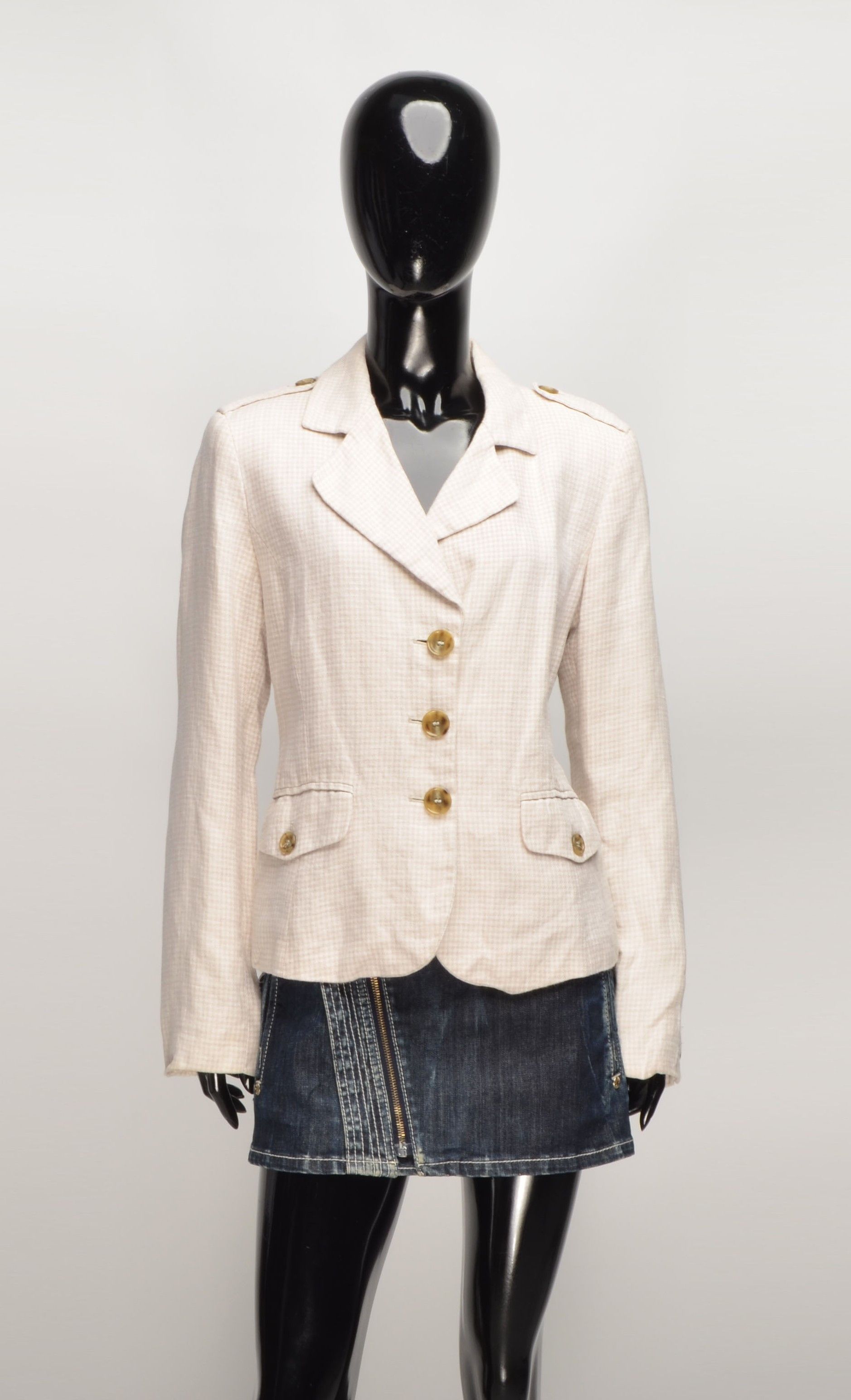 Weekend Max Mara Weekend Max Mara Linen 3 Button Houndstooth Blazer Jacket Size M / US 6-8 / IT 42-44 - 1 Thumbnail