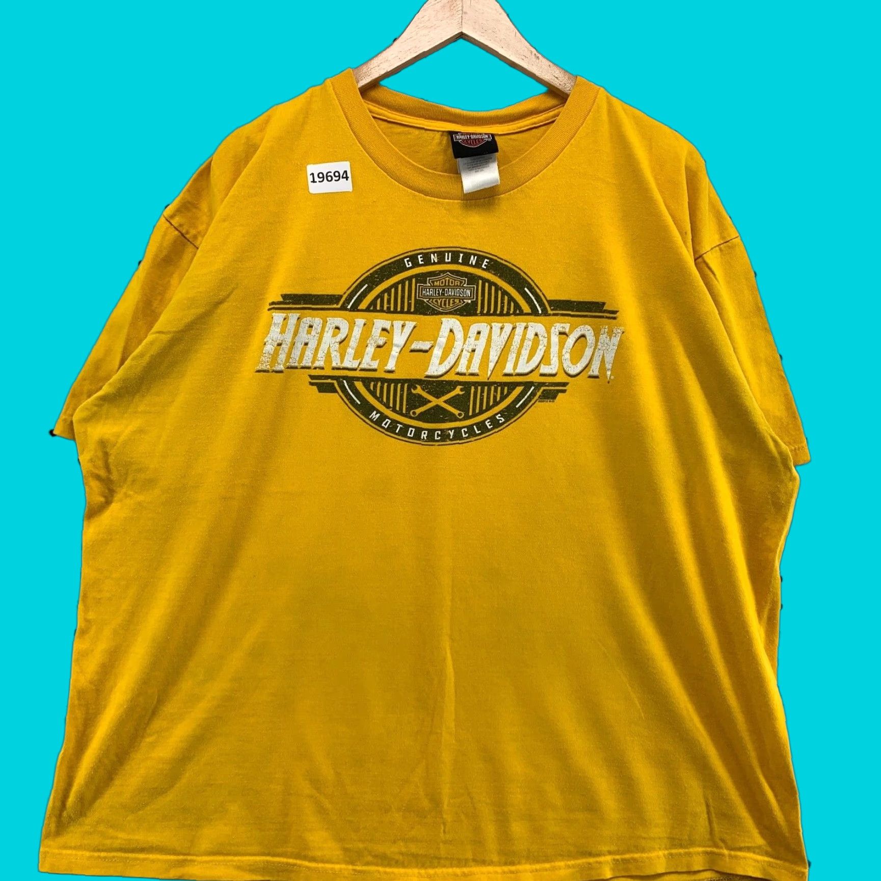 Harley Davidson Harley-Davidson Shirt Mens 2XL Yellow Motorcycle Graphic Print Crew Neck Short Sleeve VINTAGE 90s Men Size US XXL / EU 58 / 5 - 1 Thumbnail