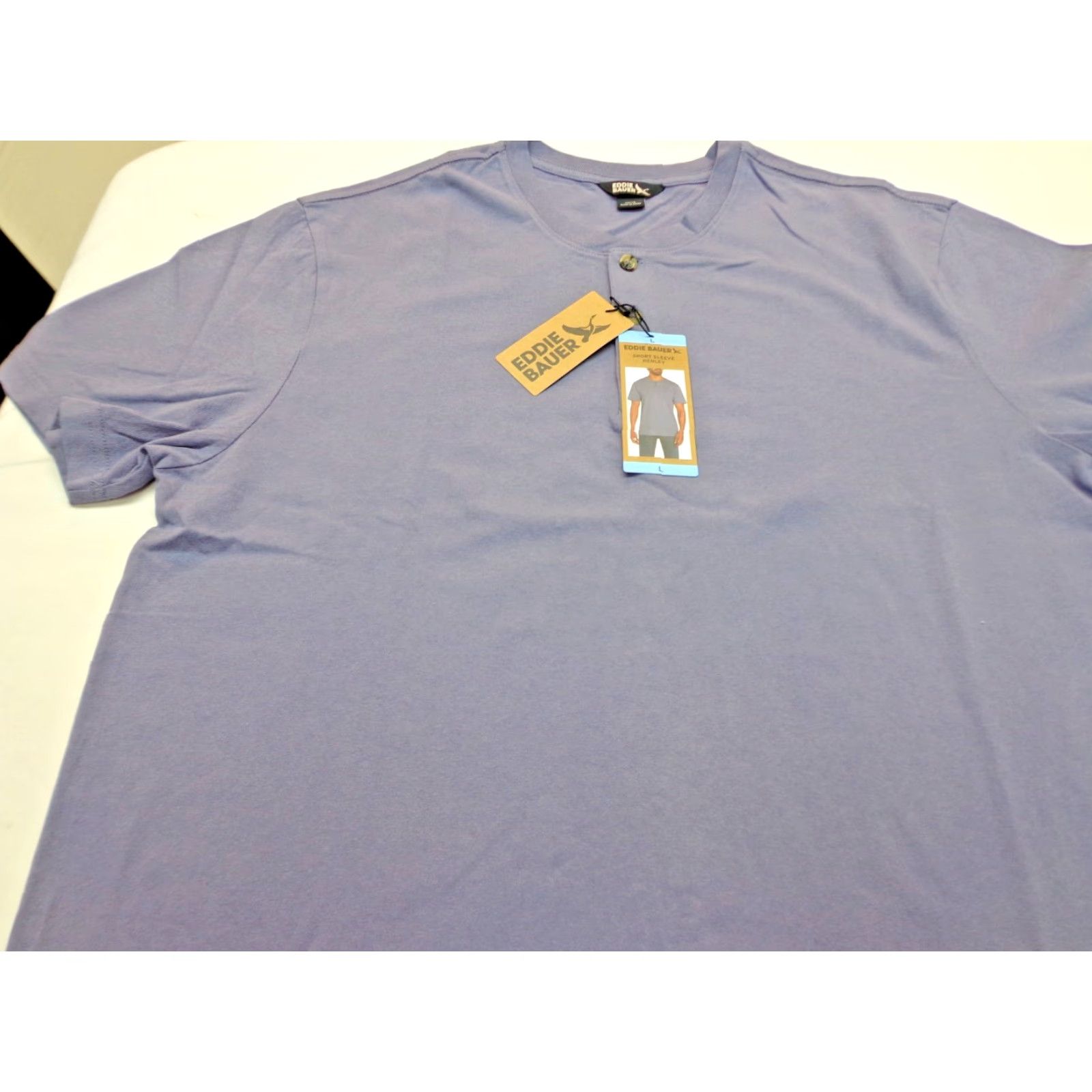 Eddie Bauer Eddie Bauer Men's Short Sleeve Henley T Shirt Purple Size L Regular Crew Neck Soft Comfortable Cotton Shirt Size US 33 - 2 Thumbnail