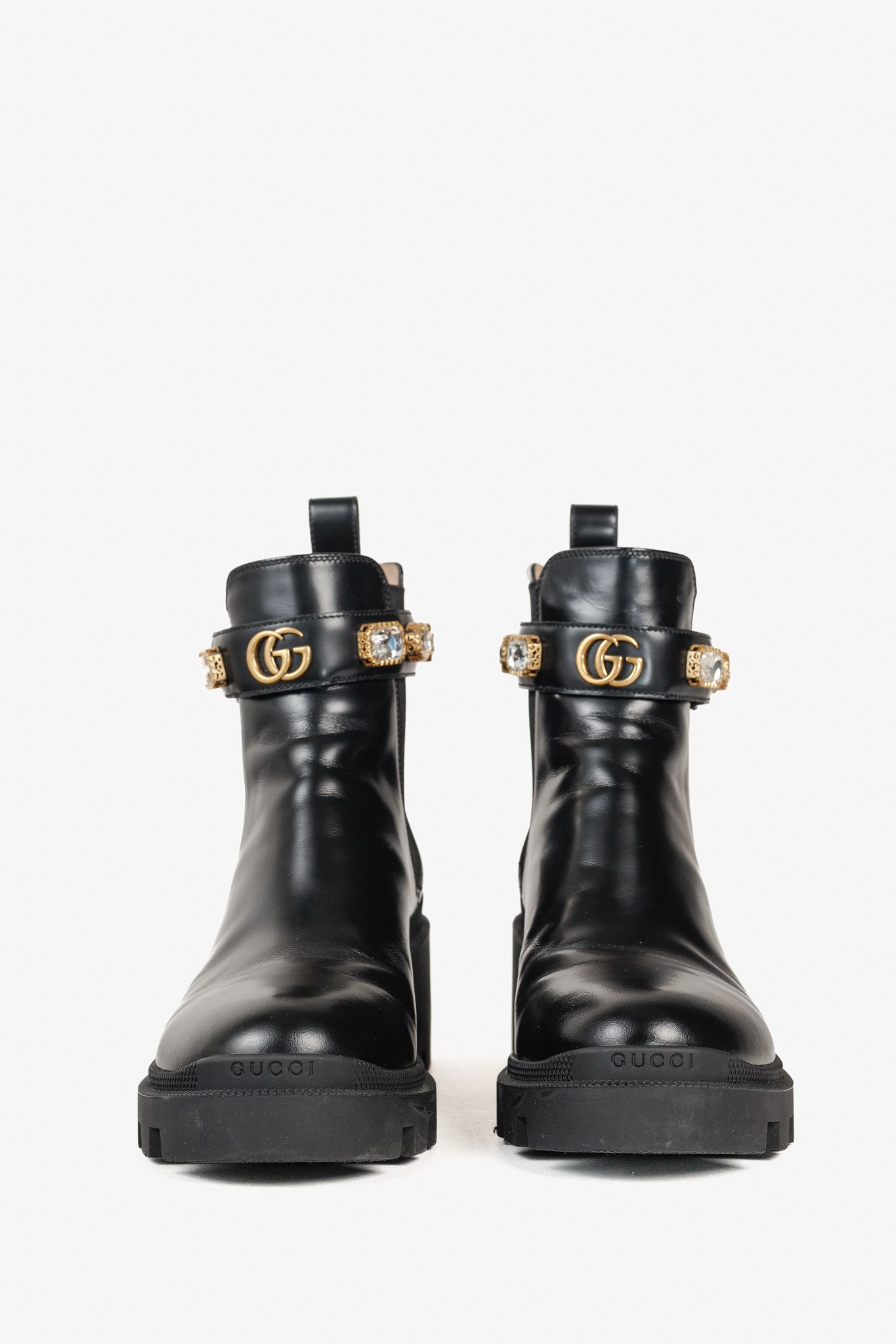 Gucci Gucci Trip Crystal-Embellished Block Heel Chelsea Boots Size US 8 / IT 38 - 2 Thumbnail