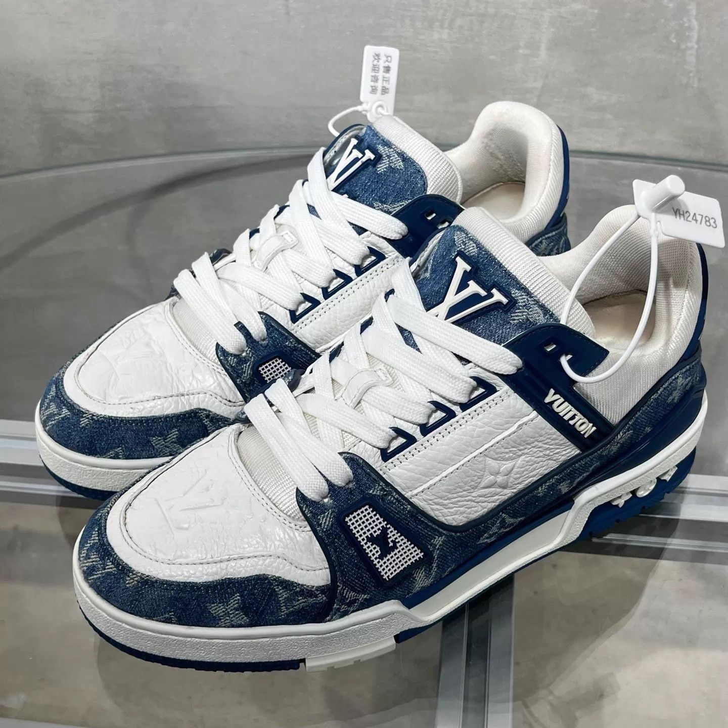 Louis Vuitton LV Trainer White Blue Denim UK6 Size US 7 / EU 40 - 2 Thumbnail