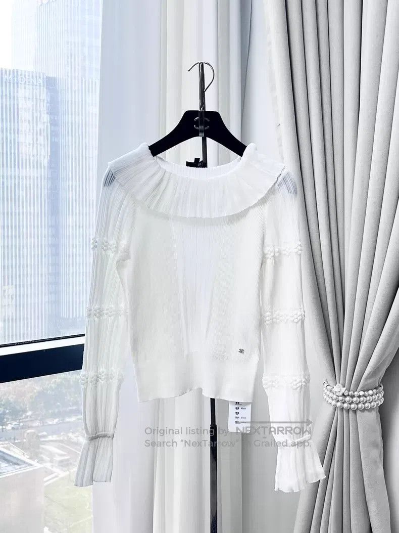Chanel Chanel Ruffle pleated lantern sleeve knitting Size XXS / US 00 / IT 34 - 1 Thumbnail