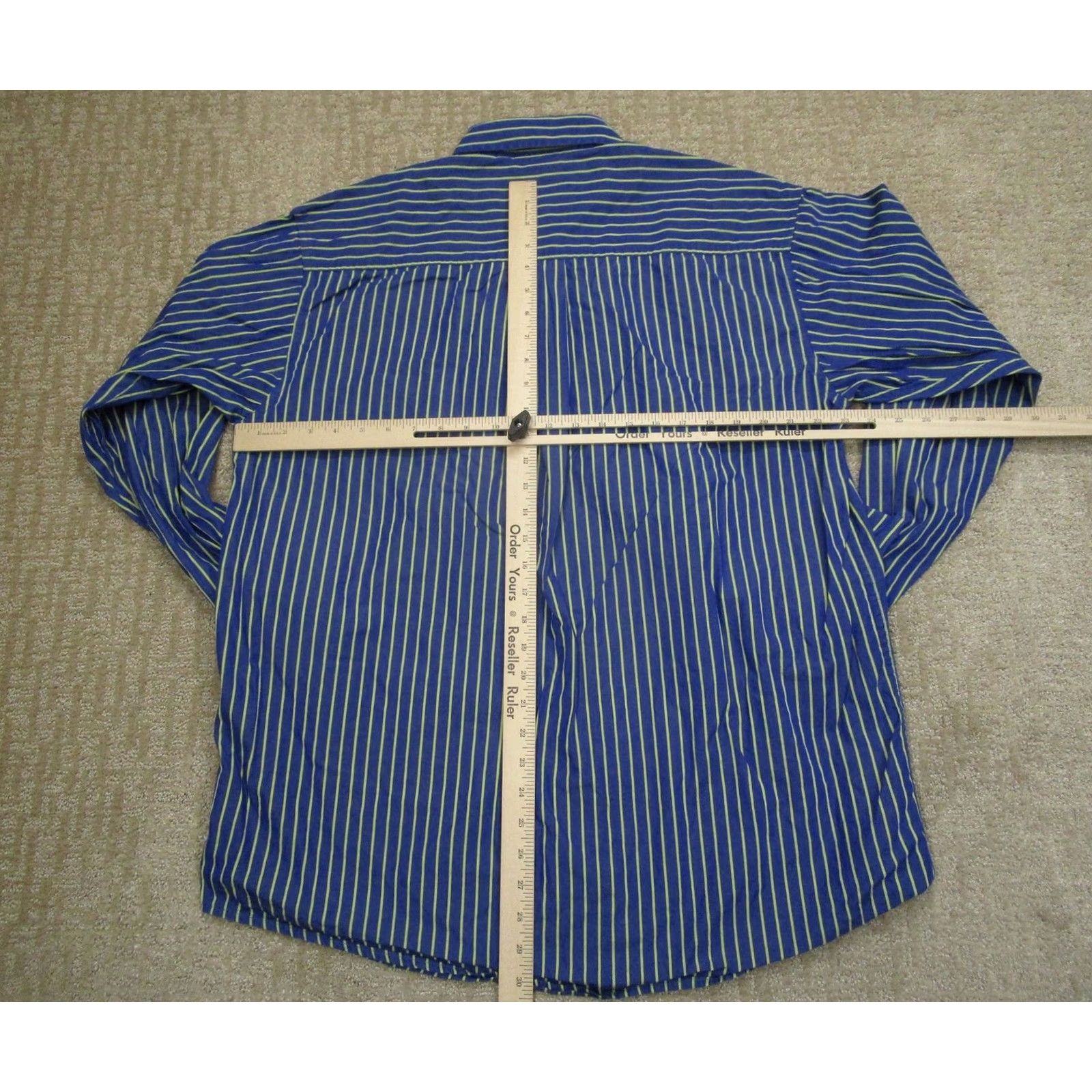 Vintage Cinch Shirt Mens Large Blue Striped Button-Down Western Paisley Embroidered Cuffs - Casual Dress Shirt Size US L / EU 52-54 / 3 - 5 Thumbnail
