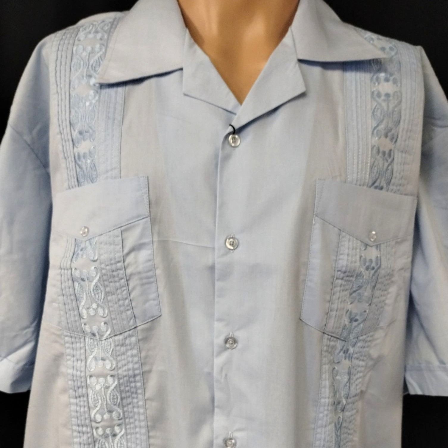 Omega Omega Men's Blue Embroidery Shirt/Button Up Size XL SKU 4015 Size US XL / EU 56 / 4 - 3 Thumbnail
