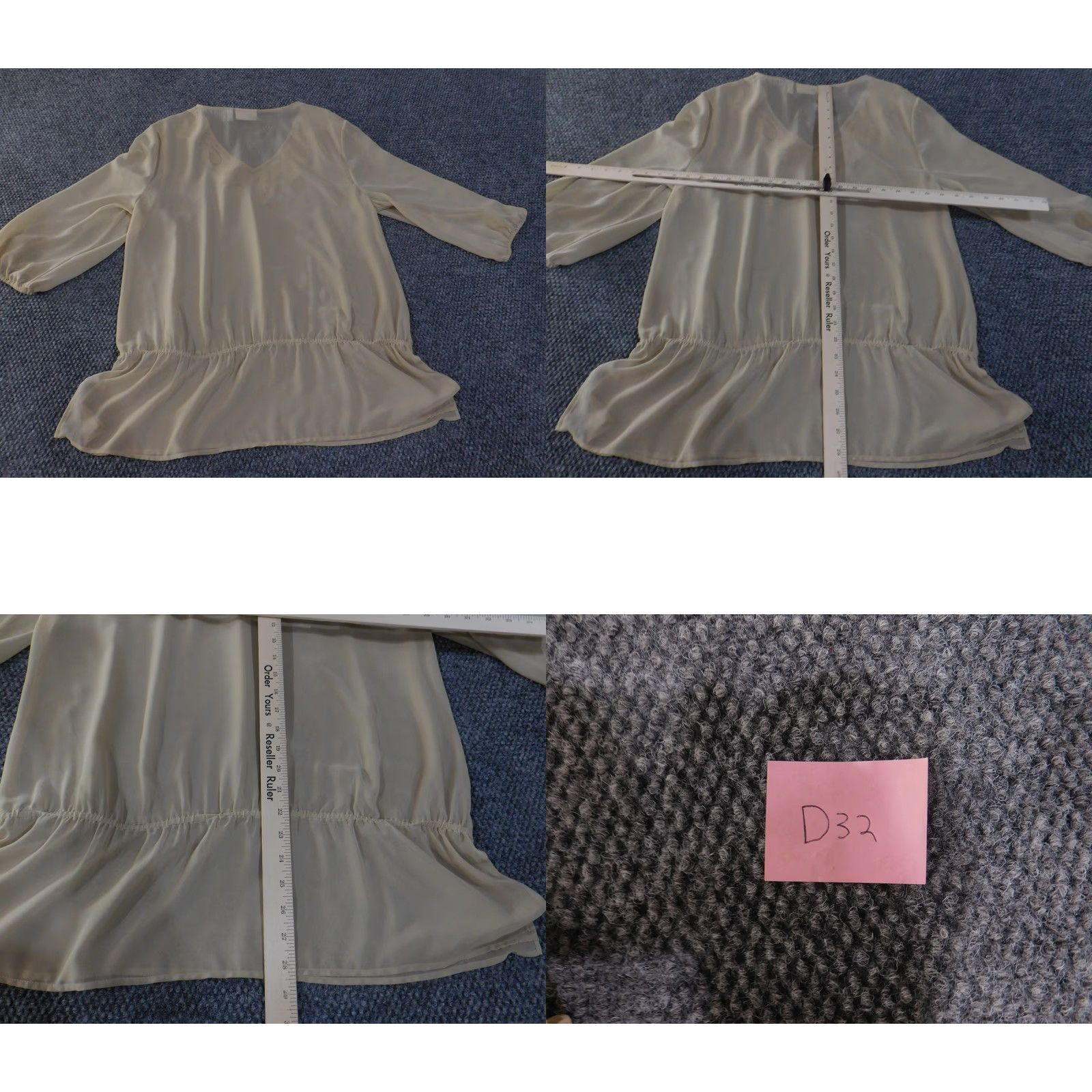 Vintage Chicos Blouse Womens 2 Beige Sheer Embroidered Ruffle Hem Tunic Shirt Long Sleeve V-Neck Casual Knit Polyester Regular Modern Boho Size XS / US 0-2 / IT 36-38 - 8 Thumbnail
