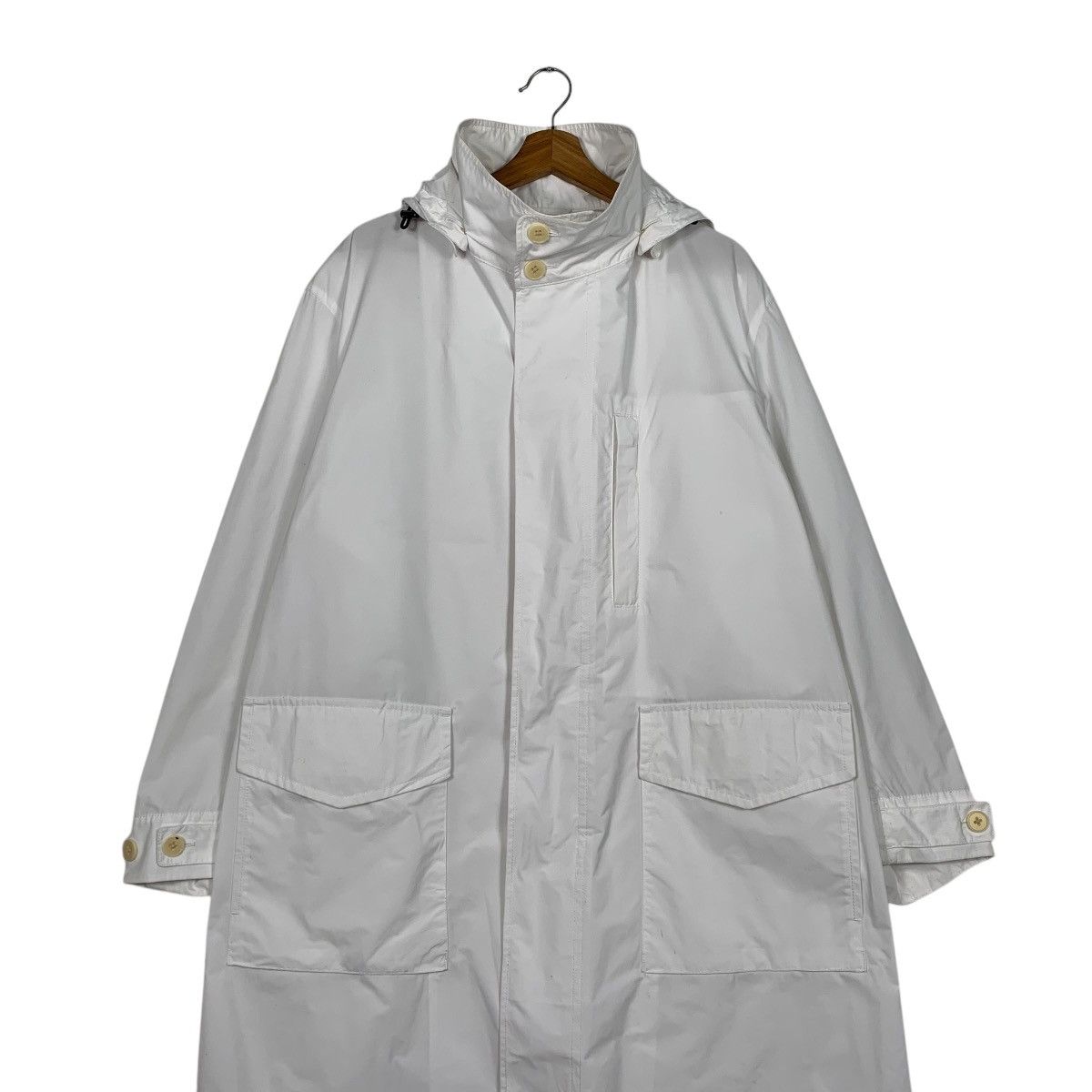Jil Sander × Uniqlo Uniqlo Jil Sander Pure White Hooded Overcoat Size US L / EU 52-54 / 3 - 3 Thumbnail