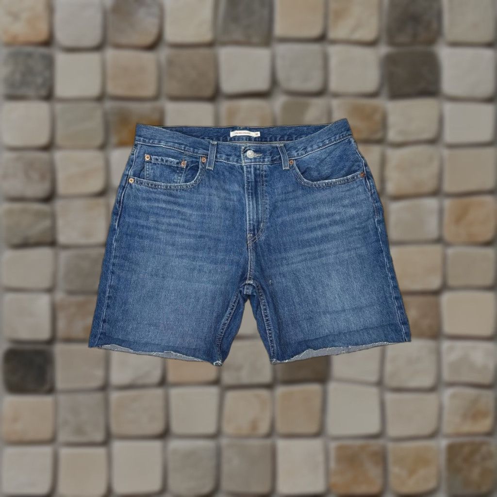 Levi's VINTAGE Levis Low Pro Straight Shorts Womens 32 Blue Whiskered Denim Cotton Mid Rise Size 24" / US 00 / IT 34 - 1 Thumbnail