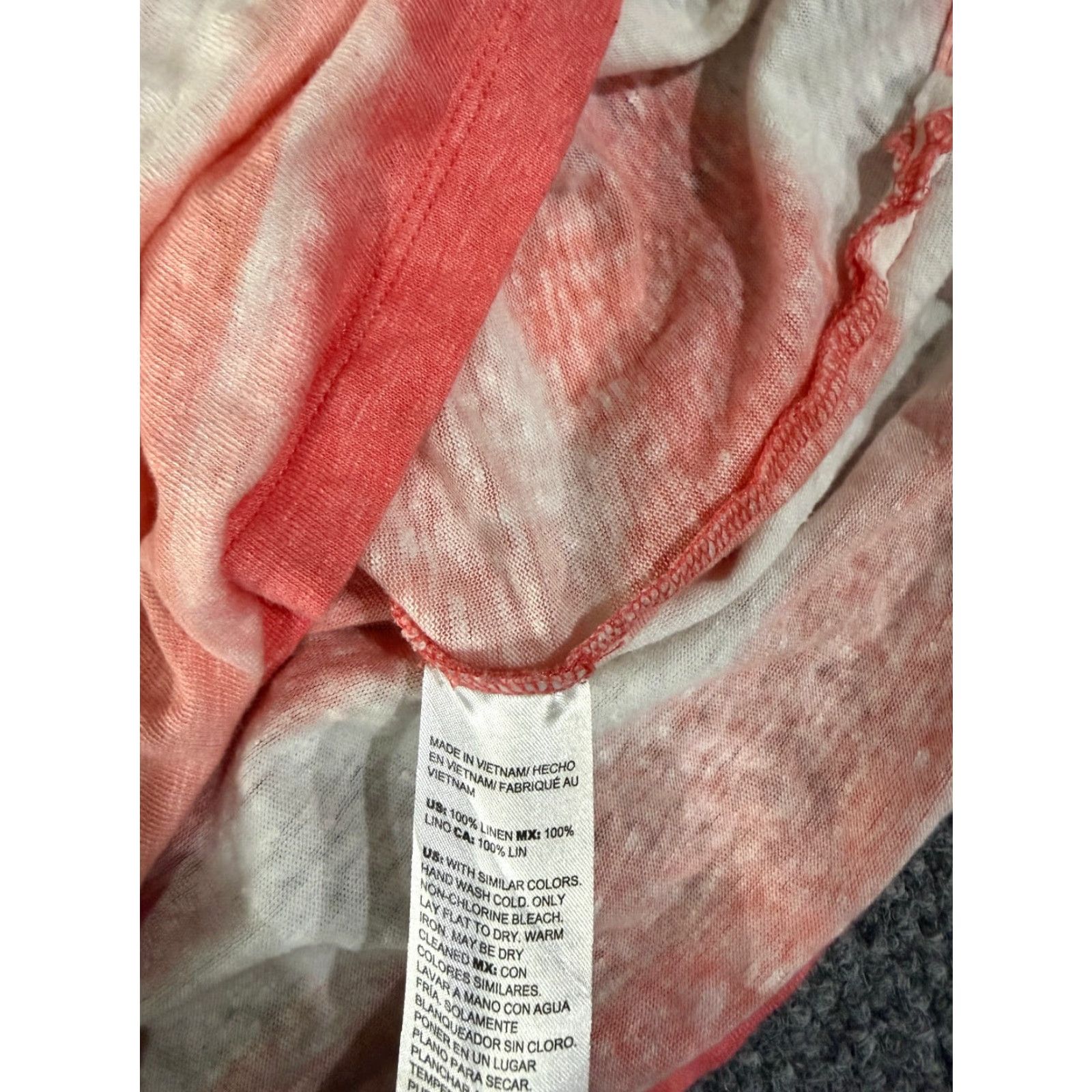 Vintage Chico's Blouse Shirt Womens 0 Pink White Striped Long Sleeve V-Neck Lightweight Linen Knit Rayon Casual All Seasons Spring Summer Fall Womens Size XS / US 0-2 / IT 36-38 - 5 Thumbnail