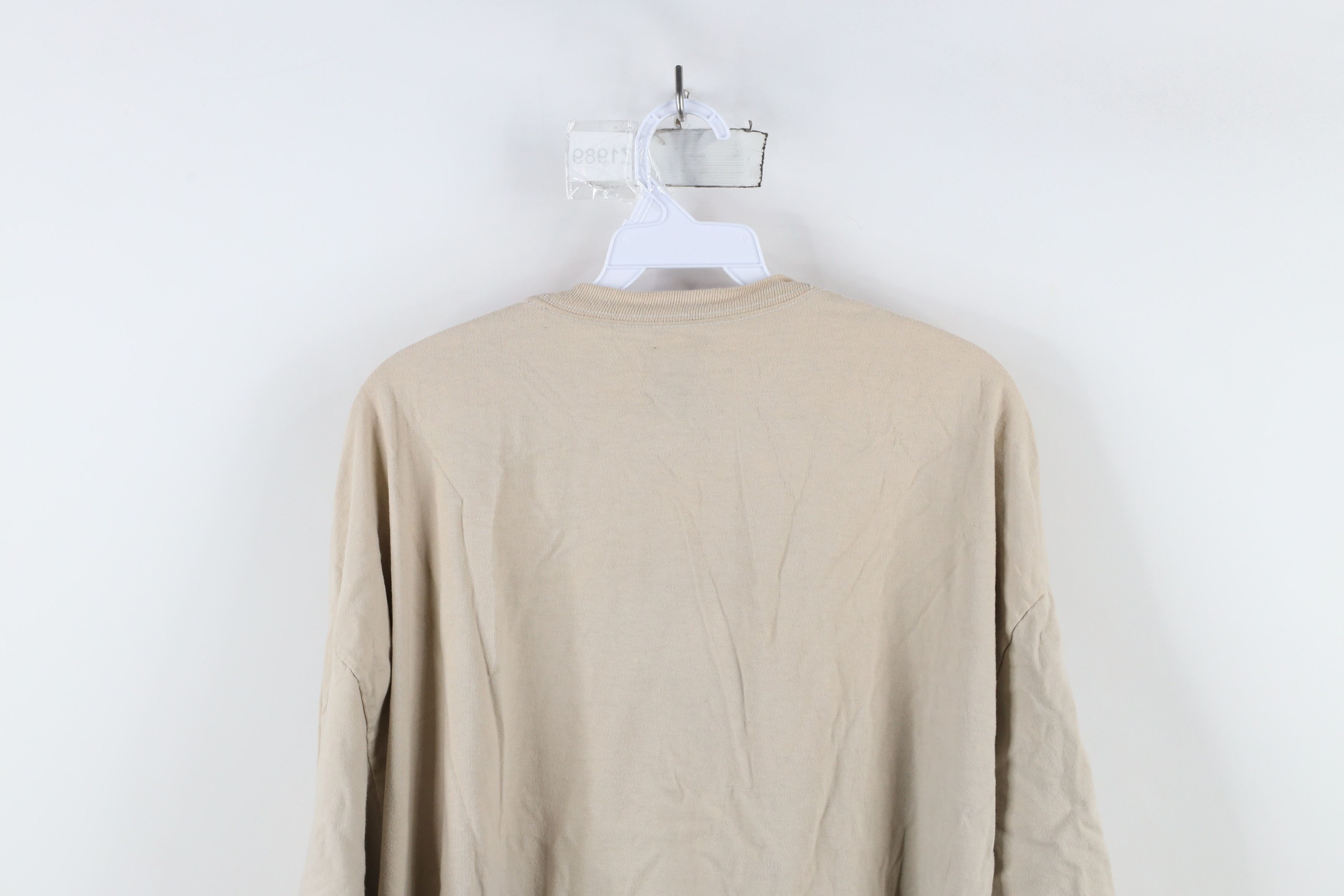 Hanes × Vintage Vintage Y2K Hanes Beefy Blank Long Sleeve T-Shirt Khaki Size US XXL / EU 58 / 5 - 11 Thumbnail