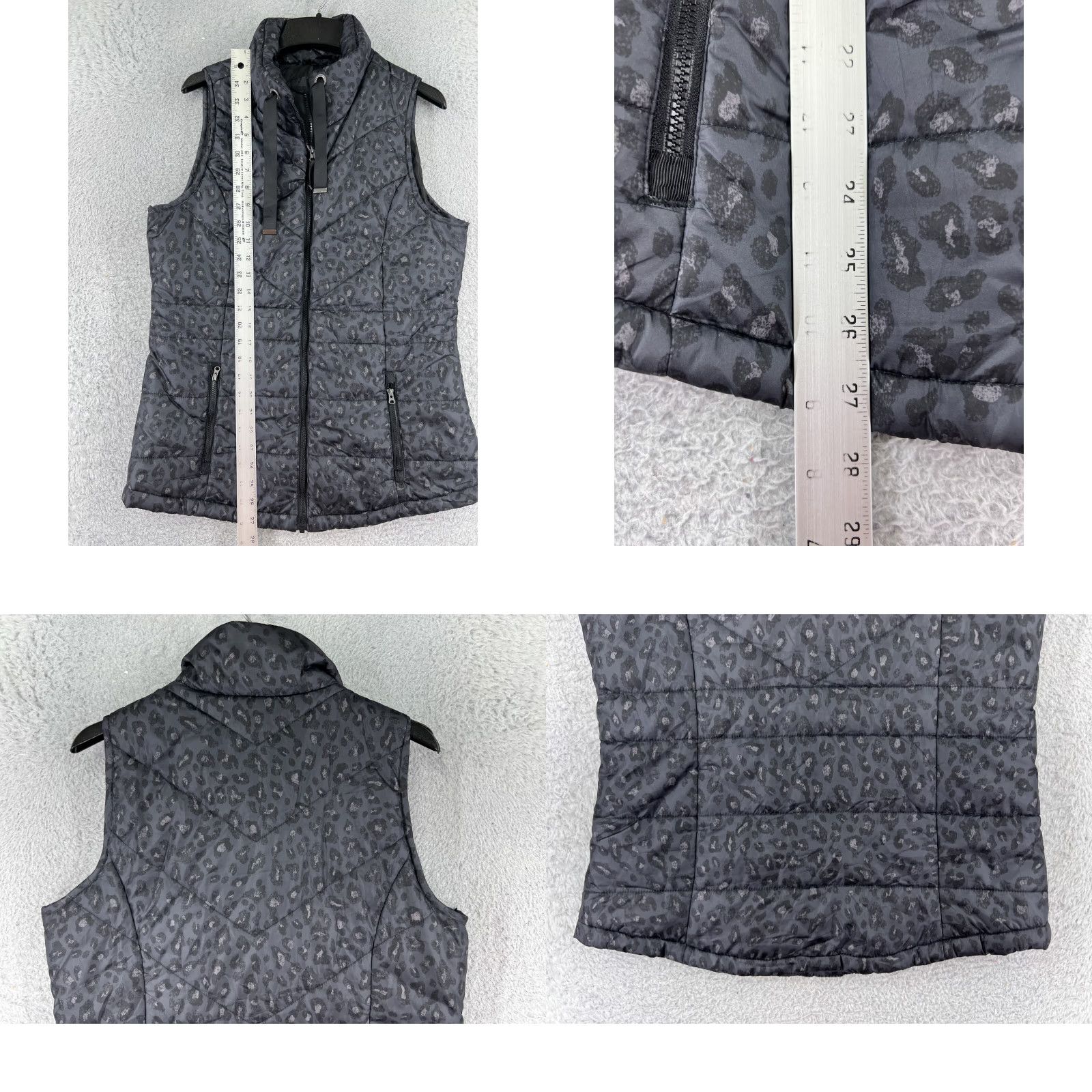 Vintage Maurices Vest Womens Small Gray Leopard Mock Neck Full Zip Pockets Polyester Size S / US 4 / IT 40 - 9 Thumbnail