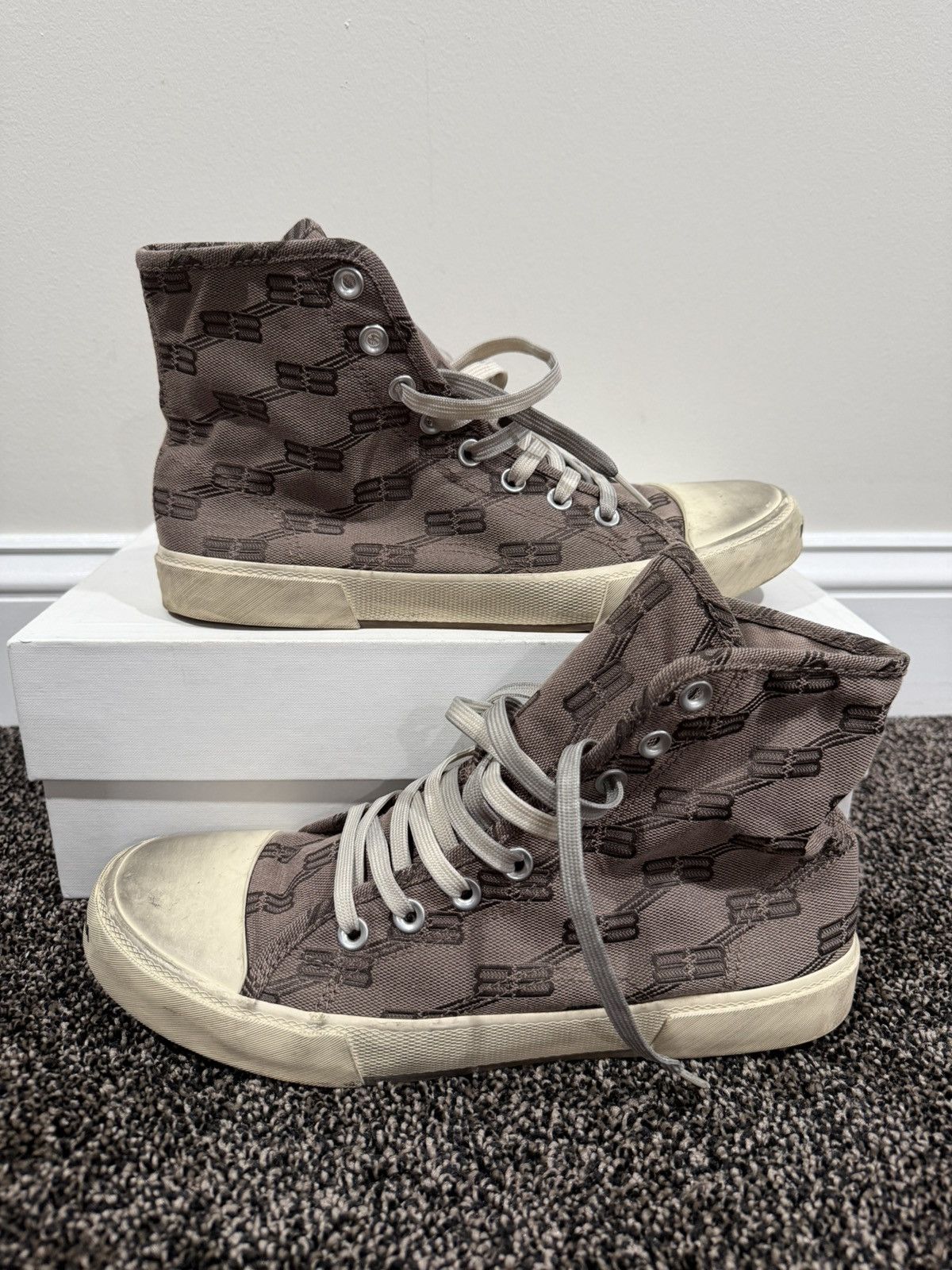 Balenciaga Paris Hightop Chucks BB Court Monogram Sneakers