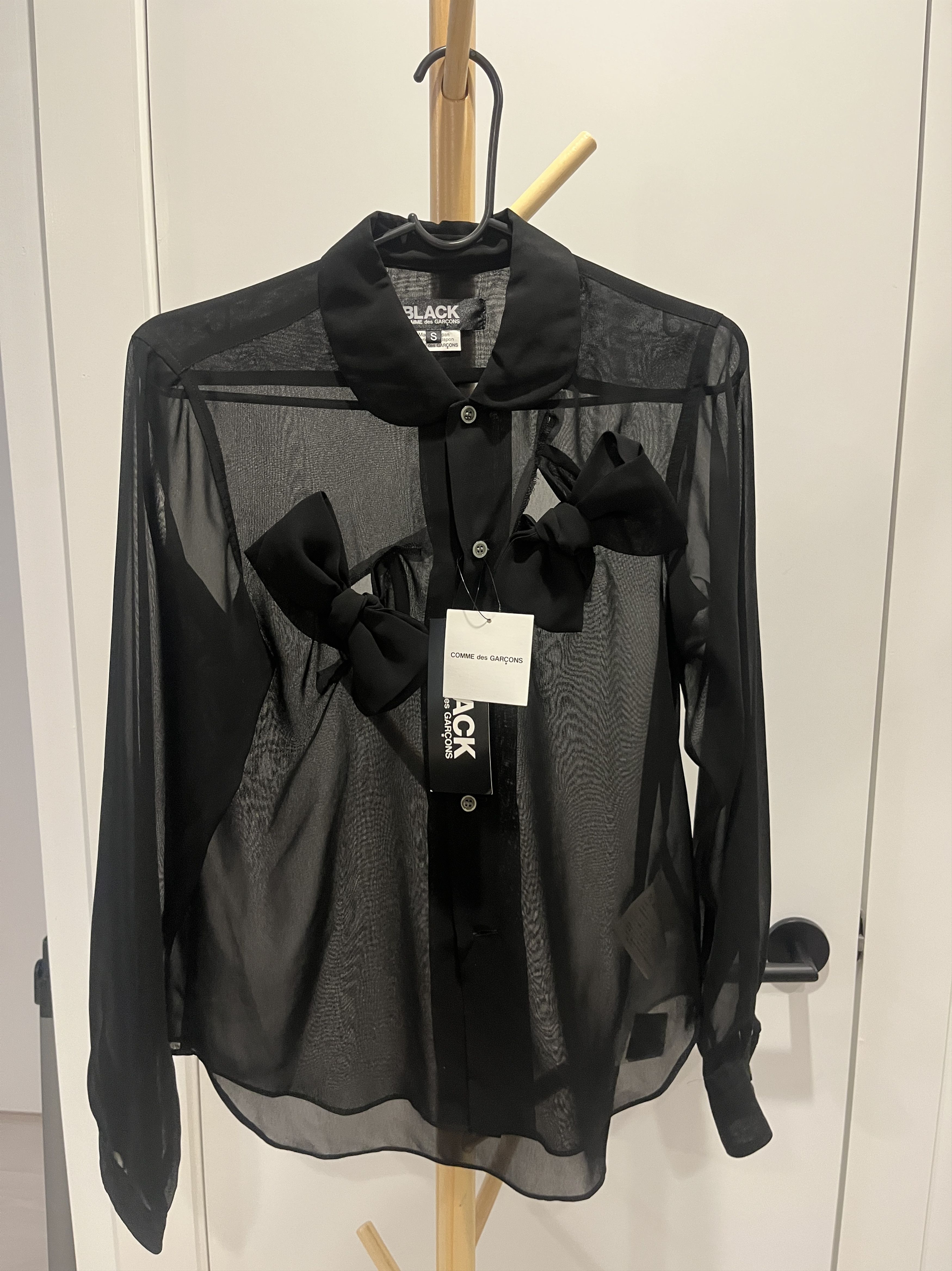 Comme des Garcons Black Comme des Garcons 'Black' Sheer Bow Shirt AW2014 Size S / US 4 / IT 40 - 1 Thumbnail