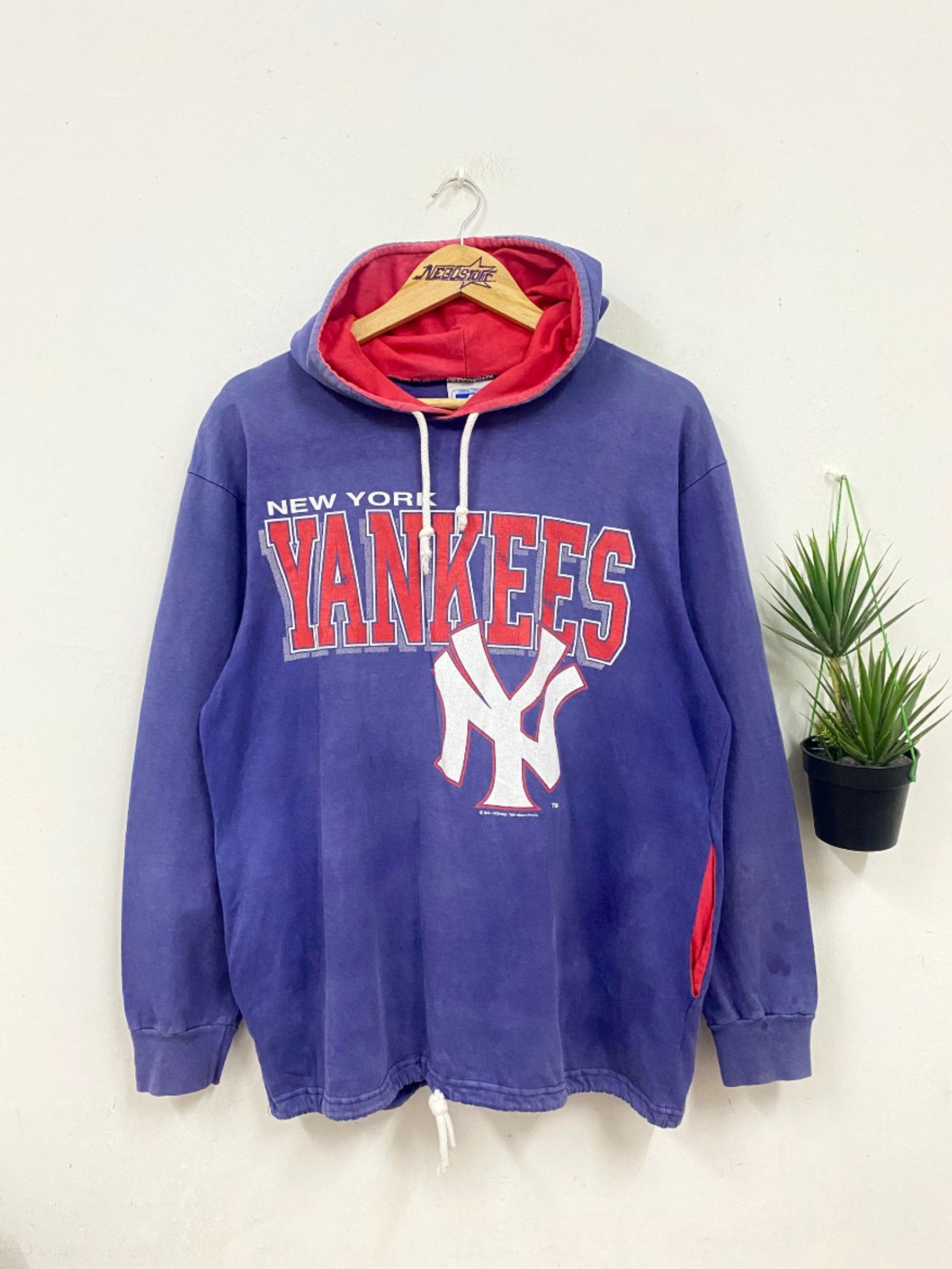 MLB Vintage 90s MLB New York Yankees sweatshirt hoodie Size US L / EU 52-54 / 3 - 1 Thumbnail