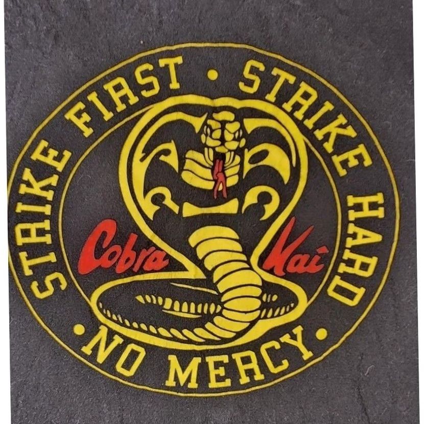 Gildan Vintage Cobra Kai Shirt Mens XL Black Strike First Strike Hard No Mercy Tee Size US XL / EU 56 / 4 - 2 Thumbnail