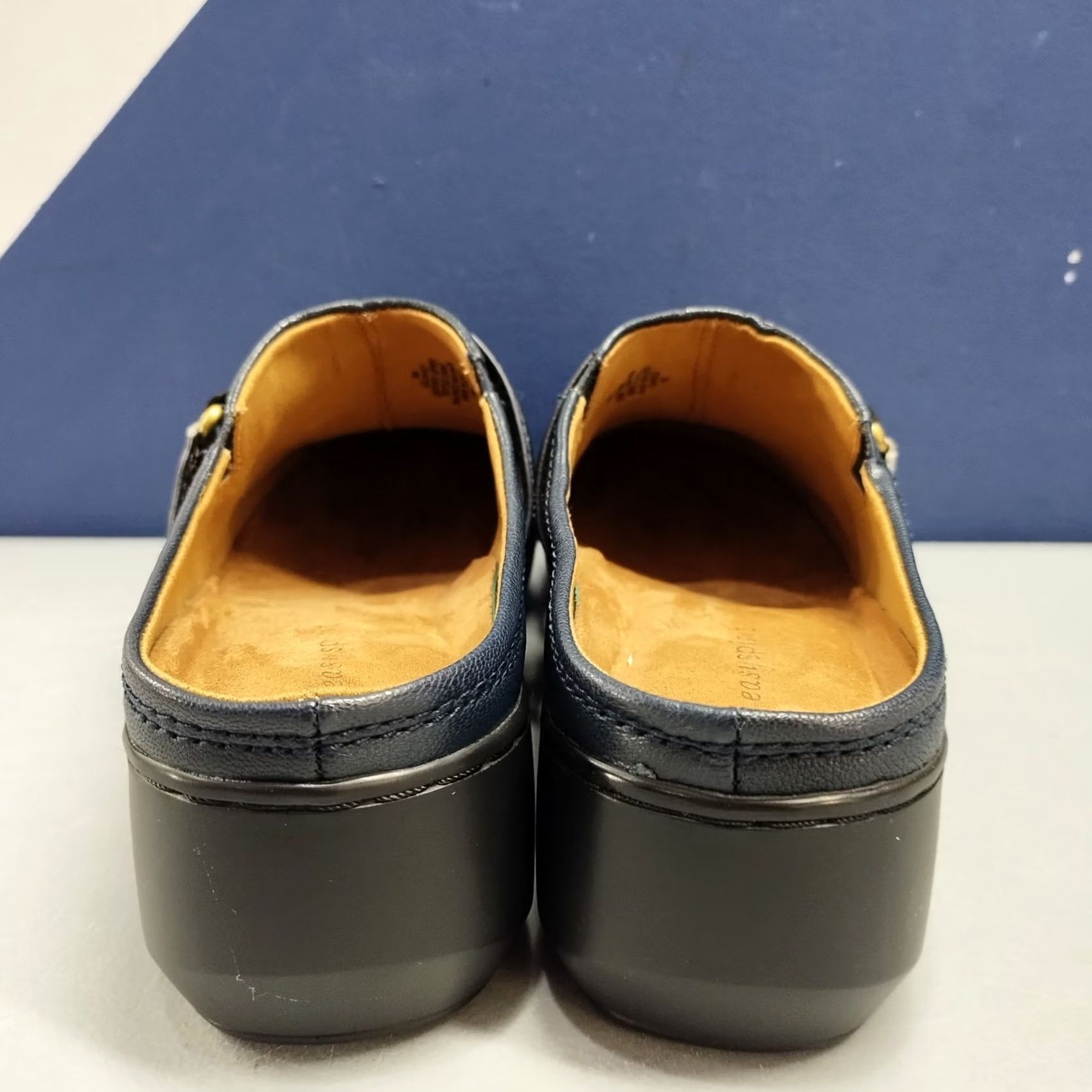 Vintage Easy Spirit Davet Wedge Clogs Womens Size 9M Blue Leather Slip On Comfortable Shoes Size US 9 / IT 39 - 5 Thumbnail