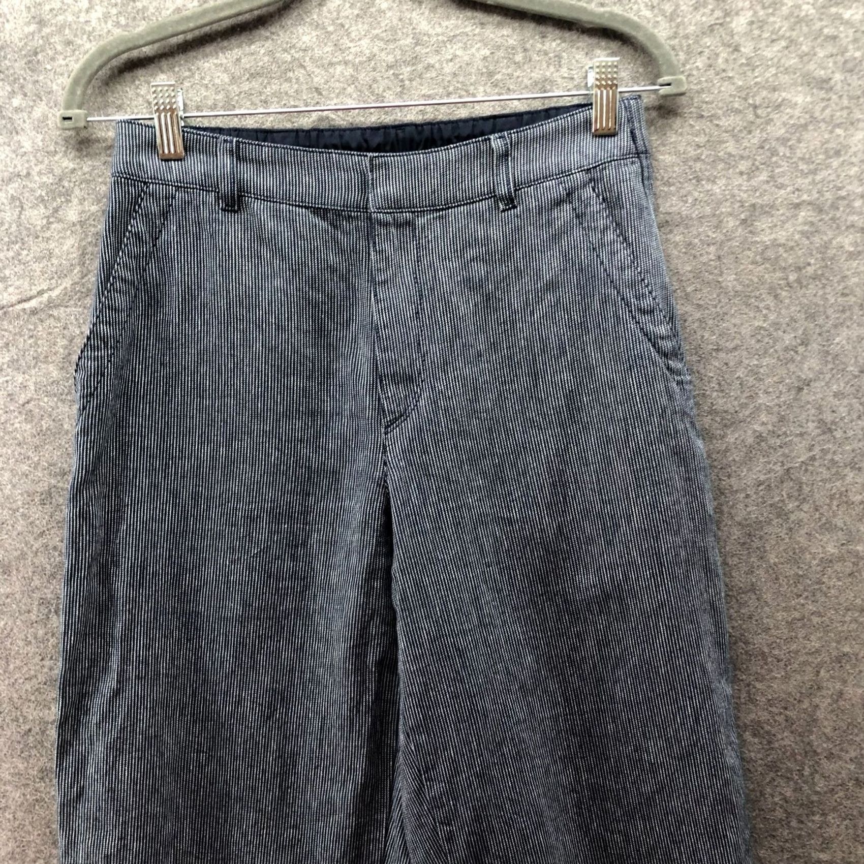 Uniqlo VINTAGE Uniqlo Linen Cotton Tapered Trouser Womens S Blue White Striped High Rise Size 28" / US 6 / IT 42 - 3 Thumbnail