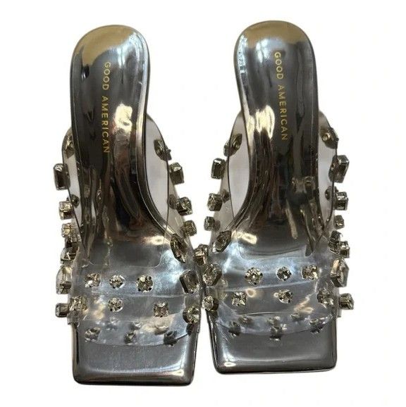 Good American Good American Jeweled Emma Slip On Heels Rhinestones 4" Size US 11 / IT 41 - 1 Thumbnail