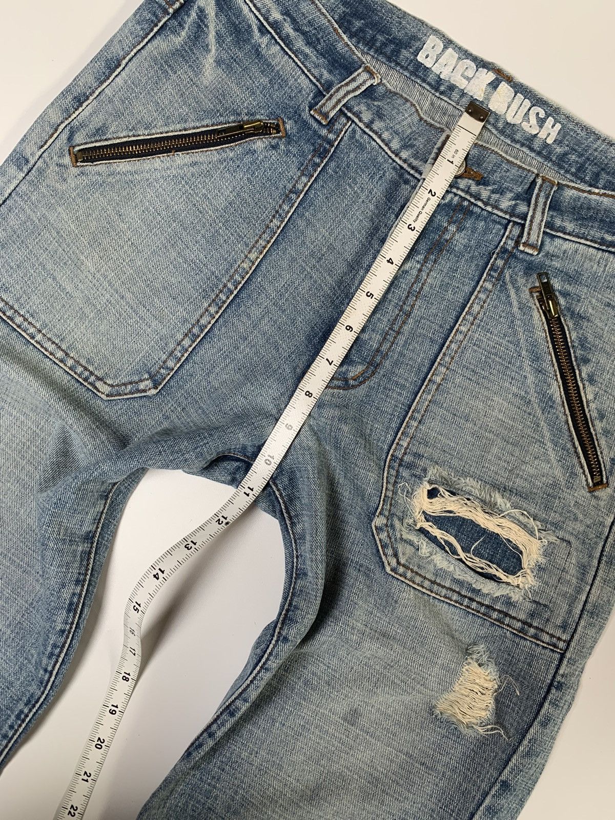 Japanese Brand Back rush ripped zipper pocket bush denim Size US 32 / EU 48 - 14 Thumbnail