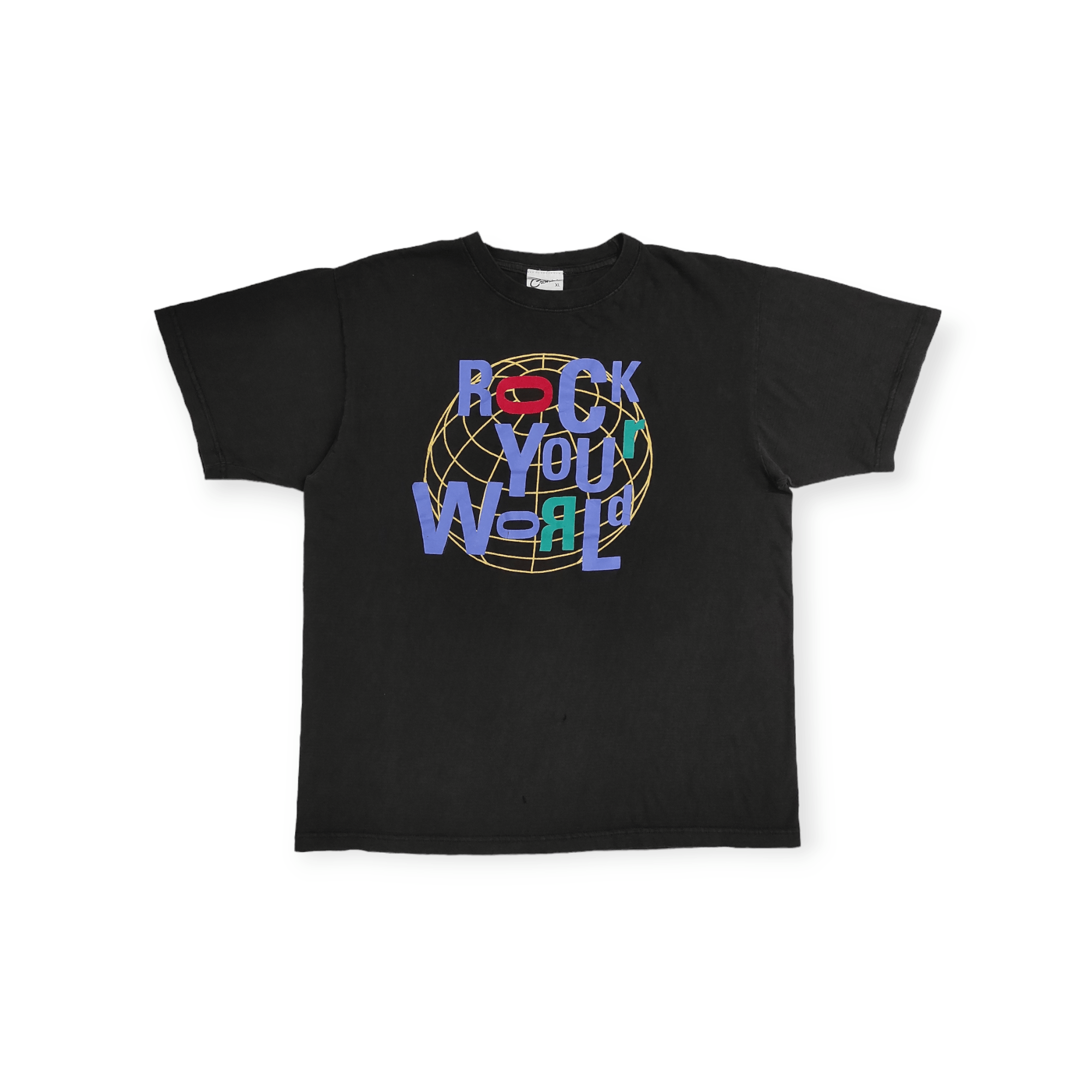 image of Rock T Shirt x Rock Tees Vintage 90's Rock Your World Members Tee in Black, Men's (Size XL)