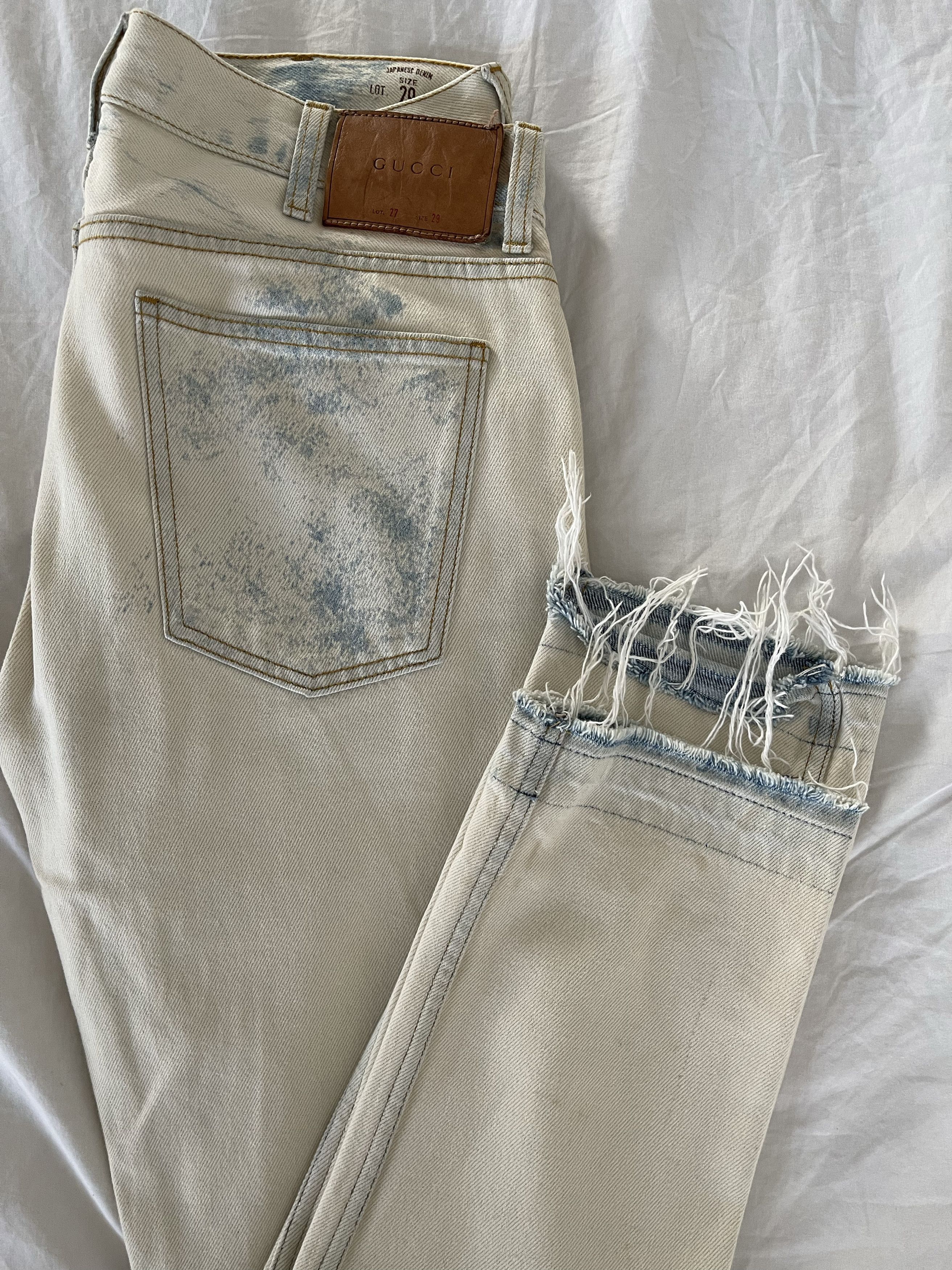 Gucci Gucci mens bleached white japanese denim pants Size US 29 - 6 Thumbnail